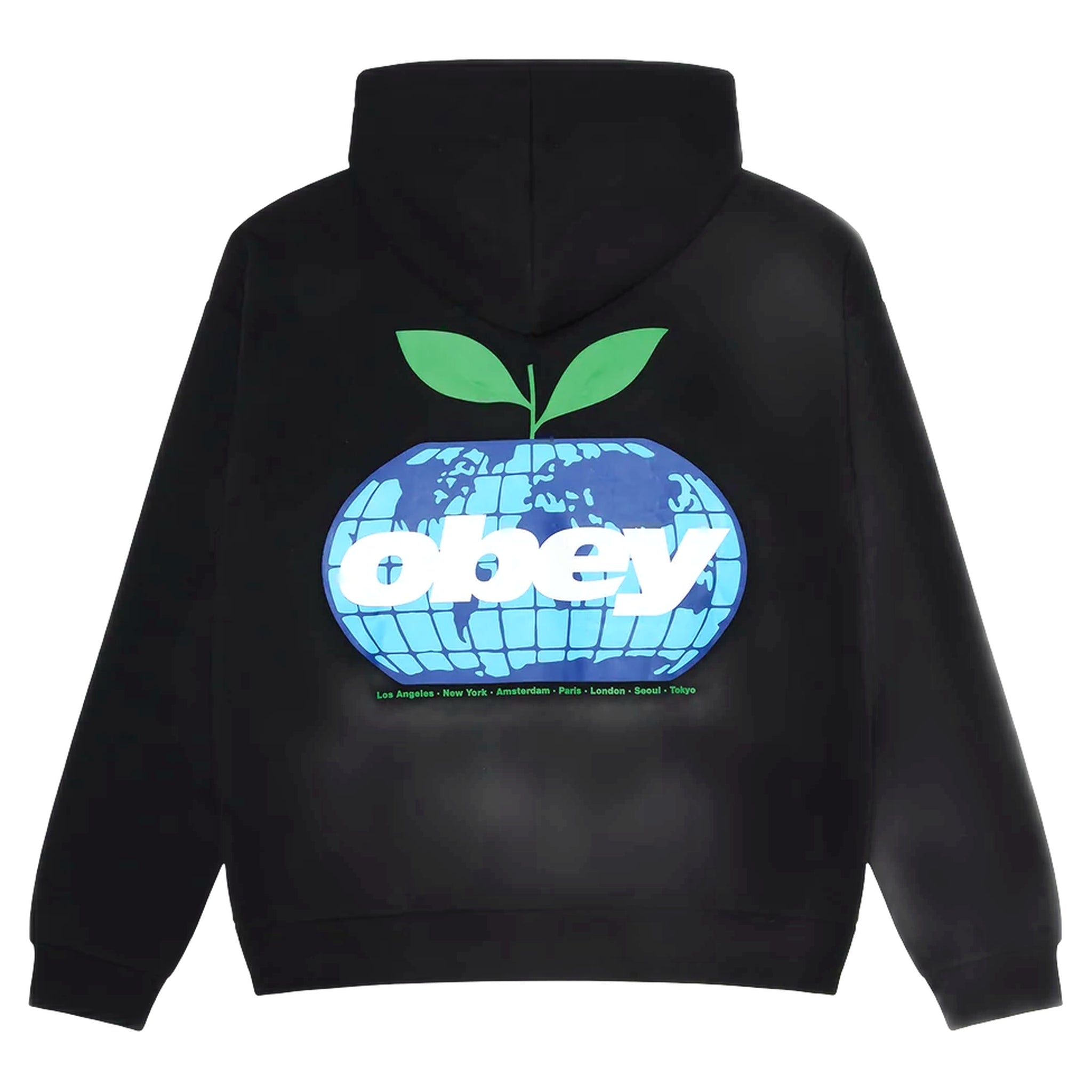 felpa obey intercontinental extra heavy hood fleece - black