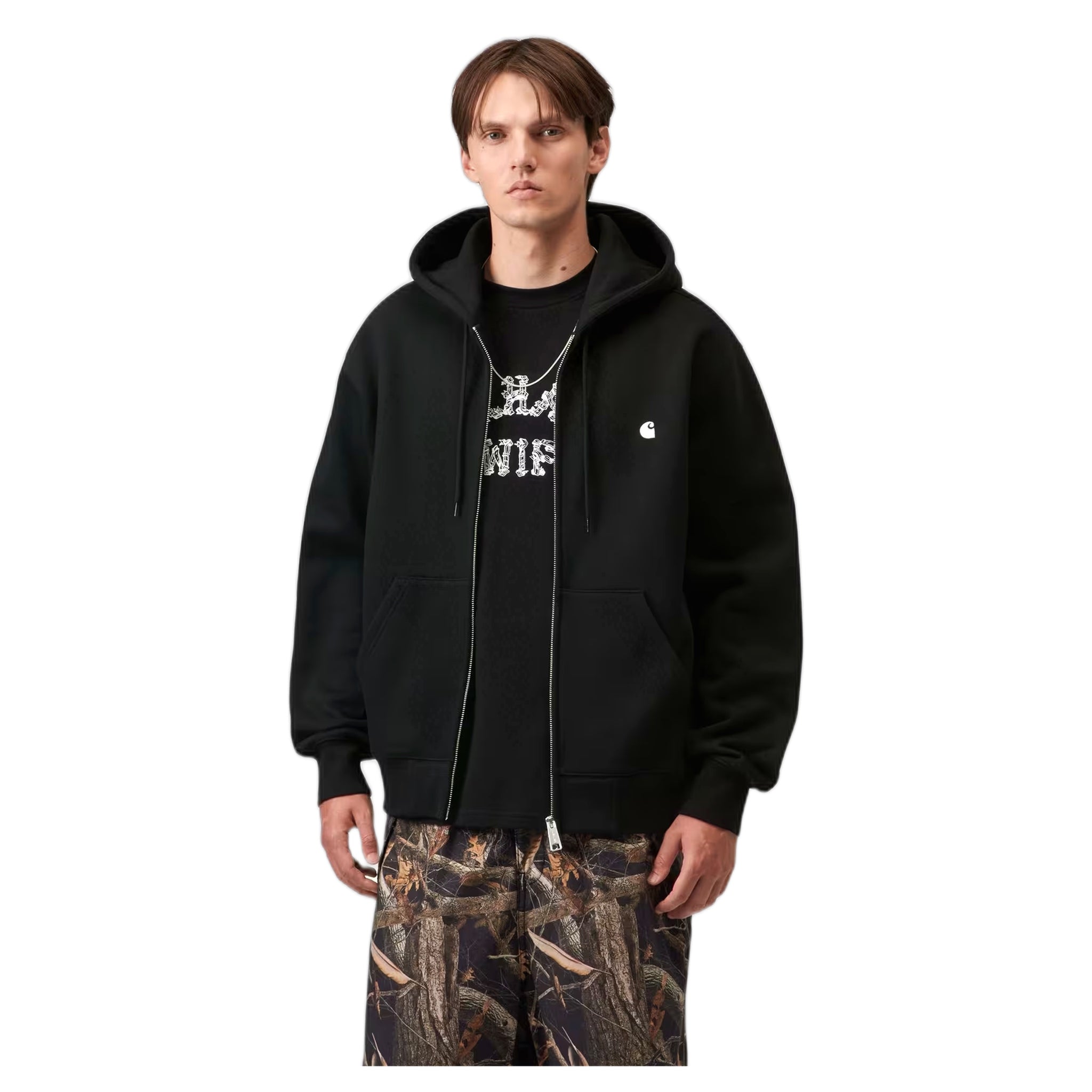 phenol Carhartt Wip hooded mack jacket - black / wax