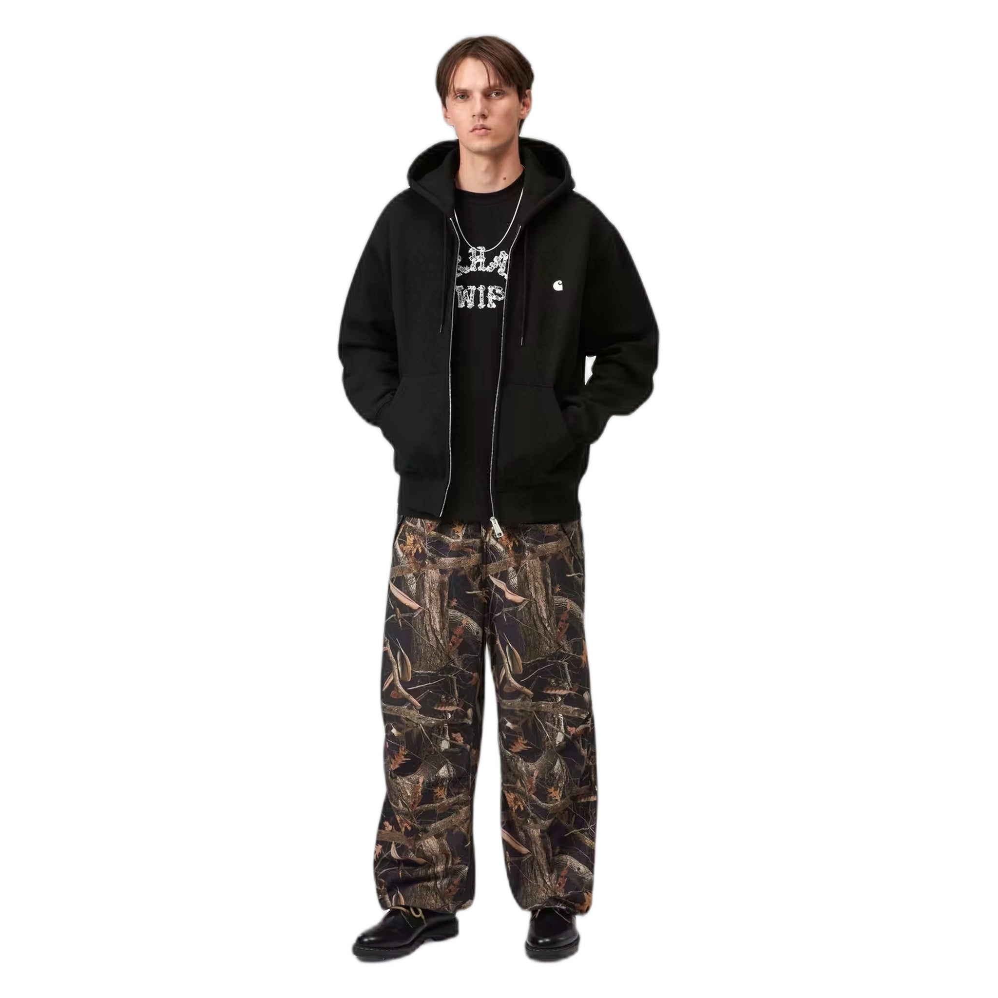 phenol Carhartt Wip hooded mack jacket - black / wax