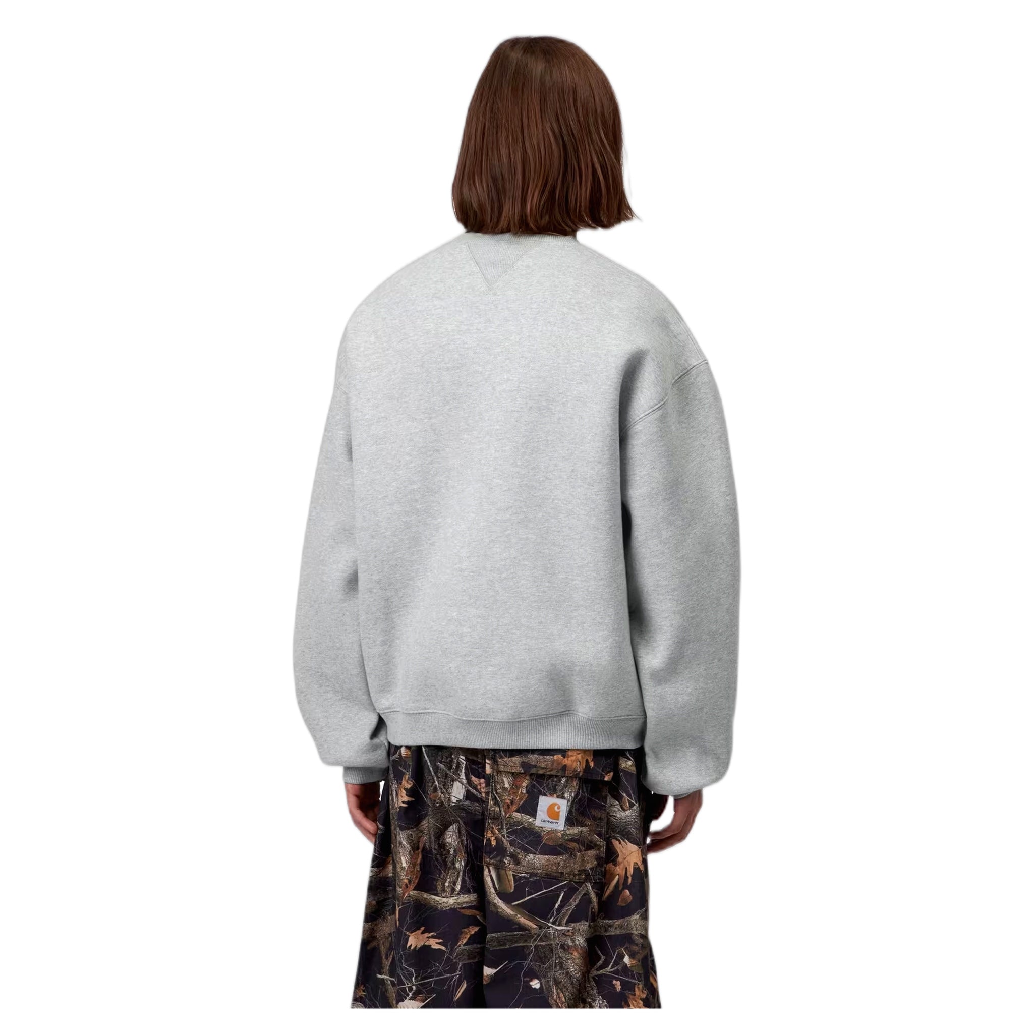 felpa carhartt wip ebbert sweat - grey heather / white