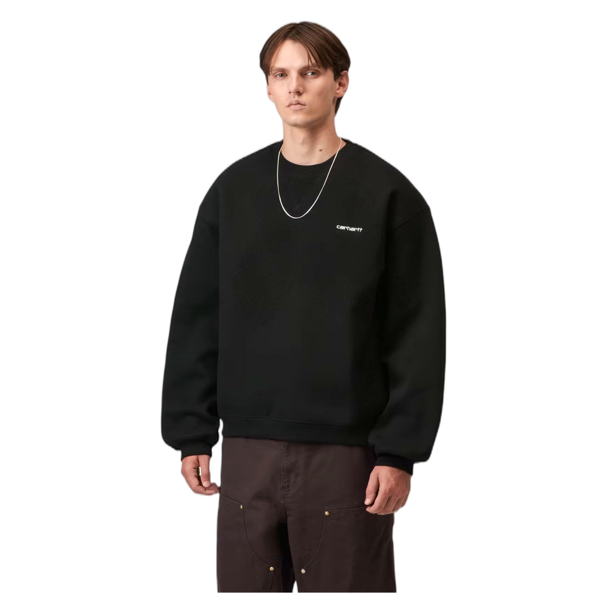 felpa carhartt wip ebbert sweat - black / white