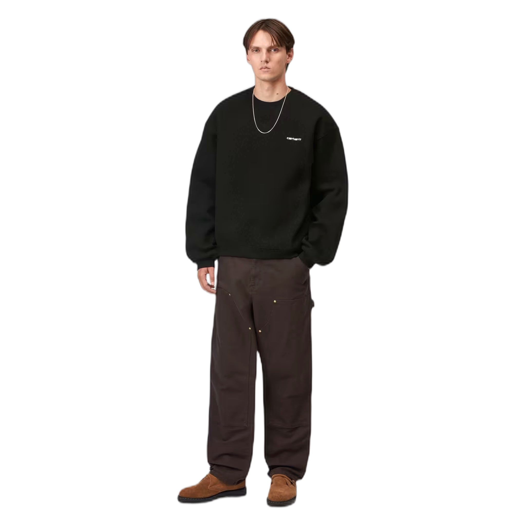 felpa carhartt wip ebbert sweat - black / white