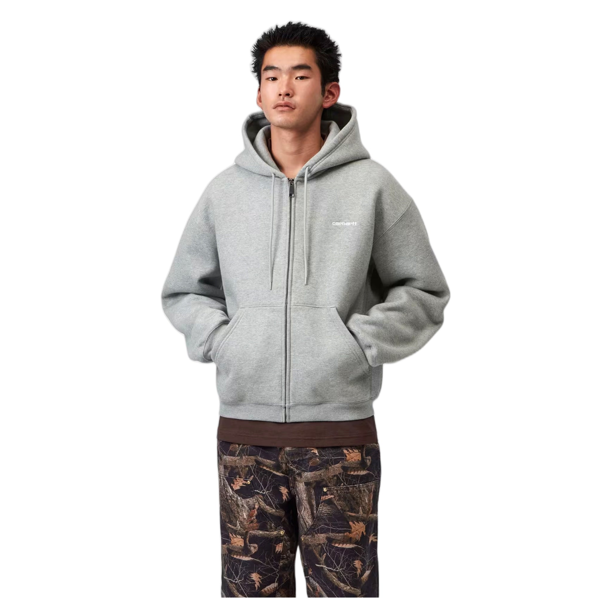 phenol Carhartt Wip hooded hadrt jacket - grey heather / white