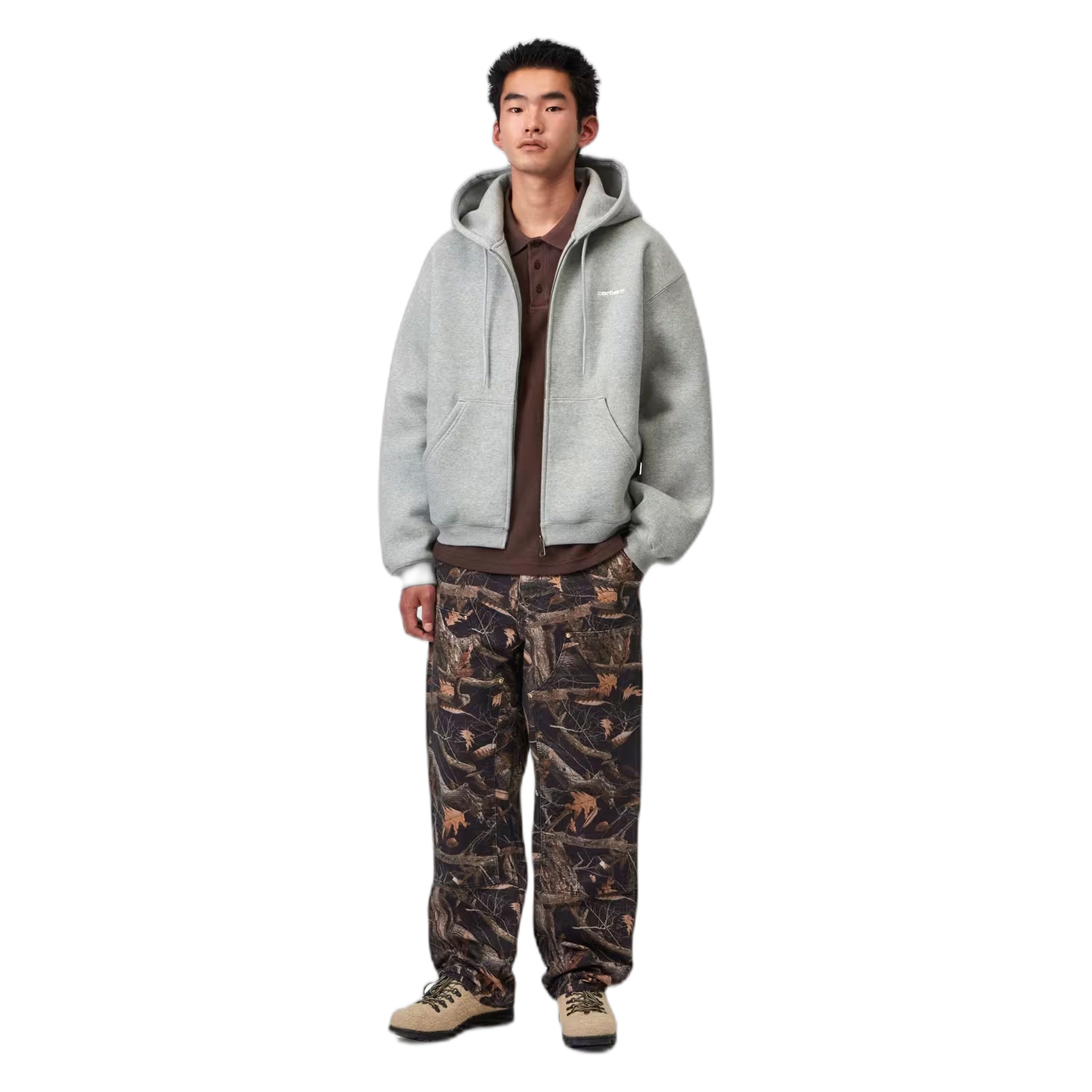 phenol Carhartt Wip hooded hadrt jacket - grey heather / white