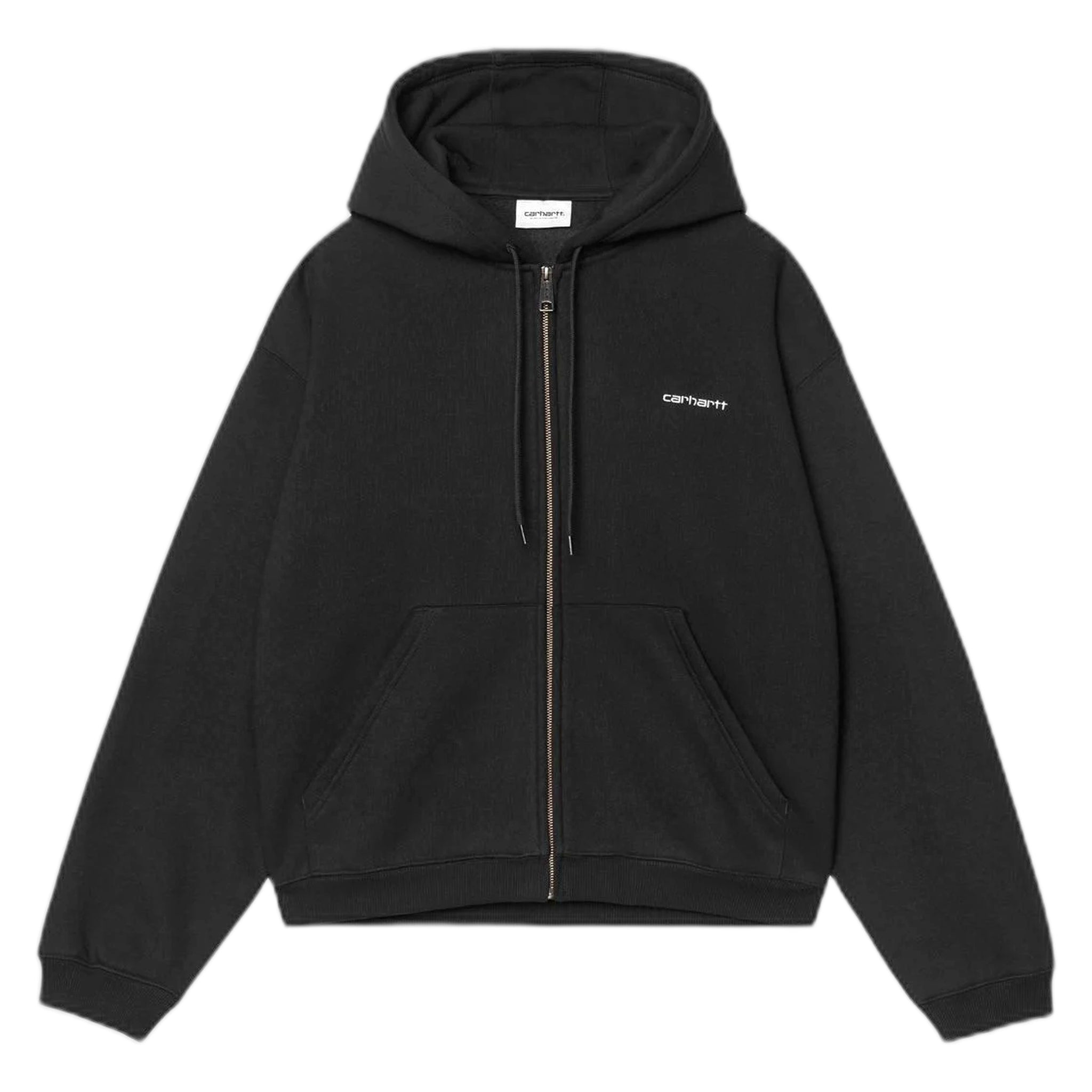 felpa carhartt wip hooded ebbert jacket - black / white