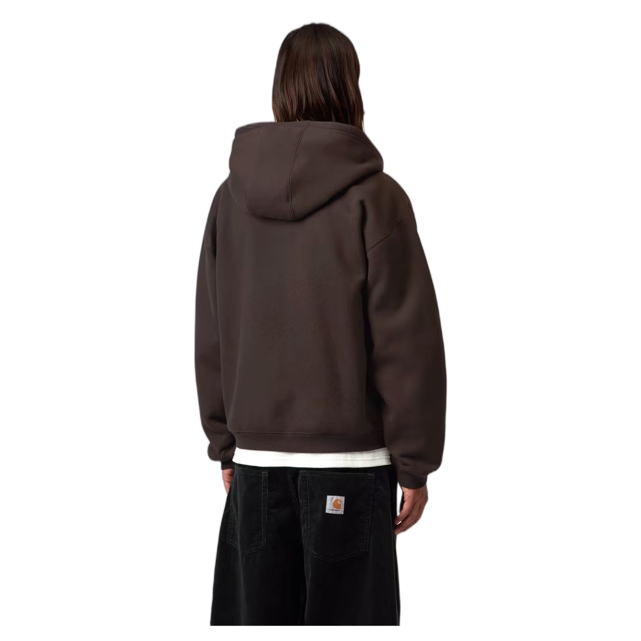 felpa carhartt wip hooded ebbert jacket - tobacco / white
