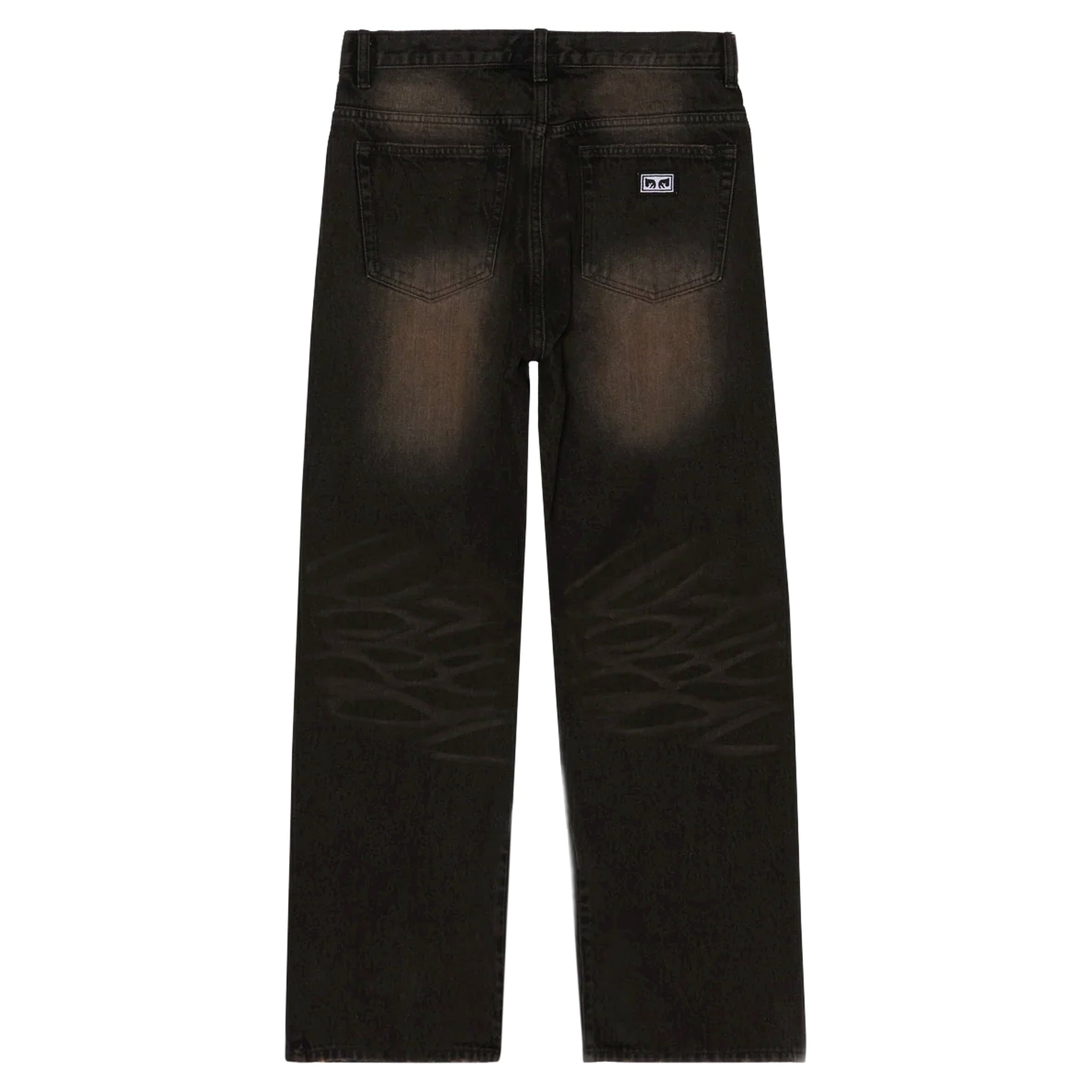 jeans obey studded boxcar straight leg denim - black rust wash
