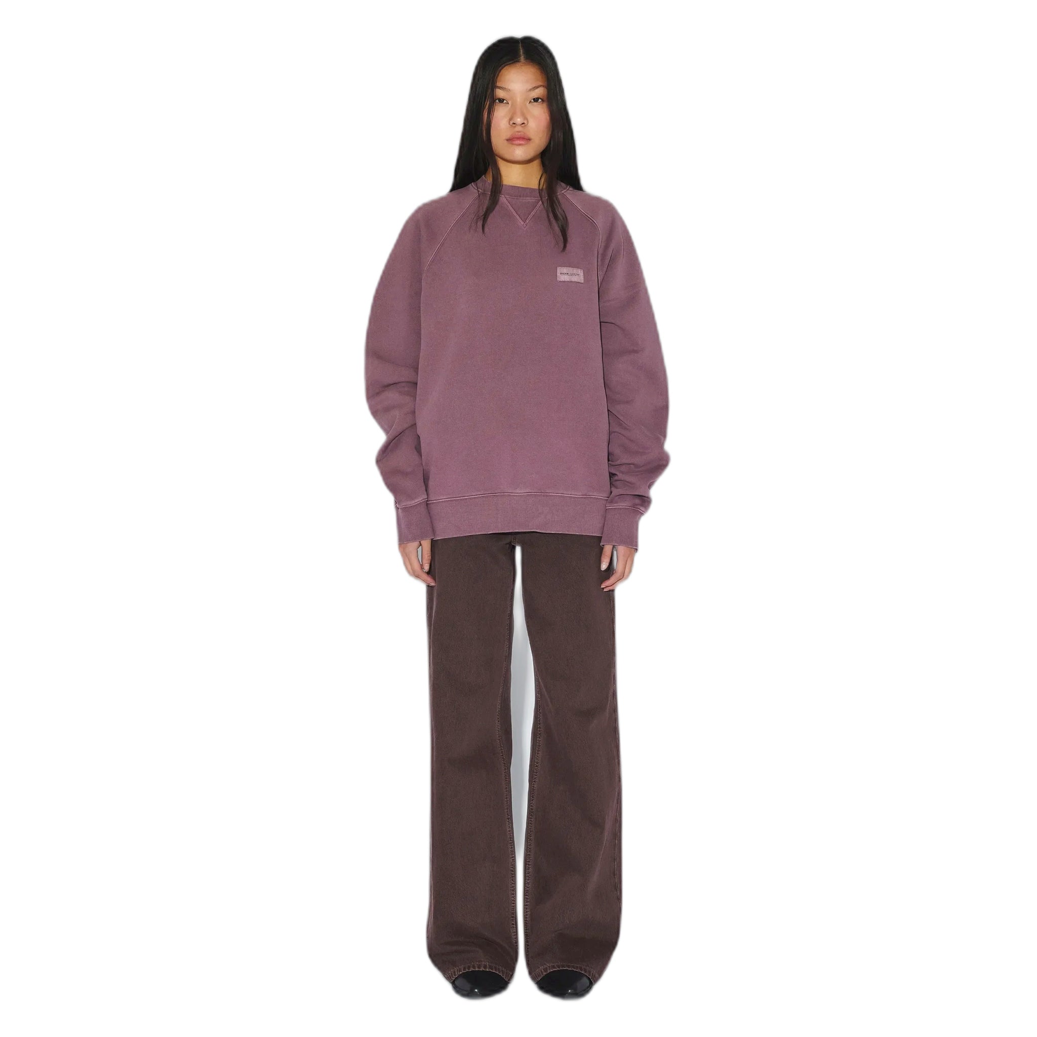 hoodie dr.denim andie sweater - aubergine overdye