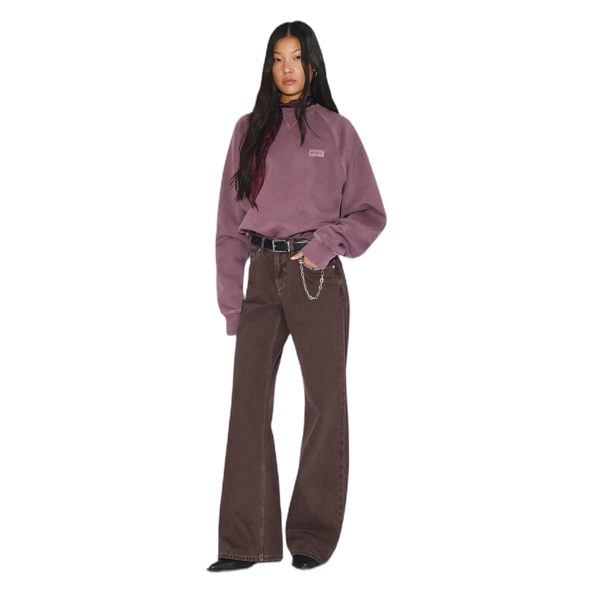 hoodie dr.denim andie sweater - aubergine overdye