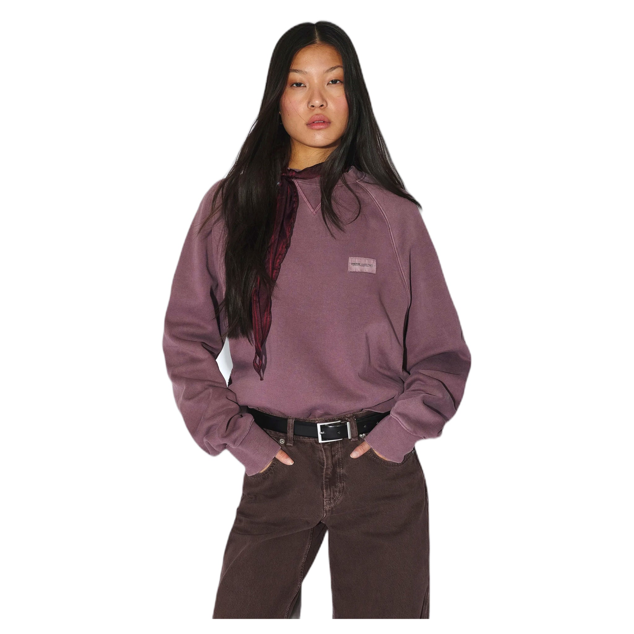 hoodie dr.denim andie sweater - aubergine overdye