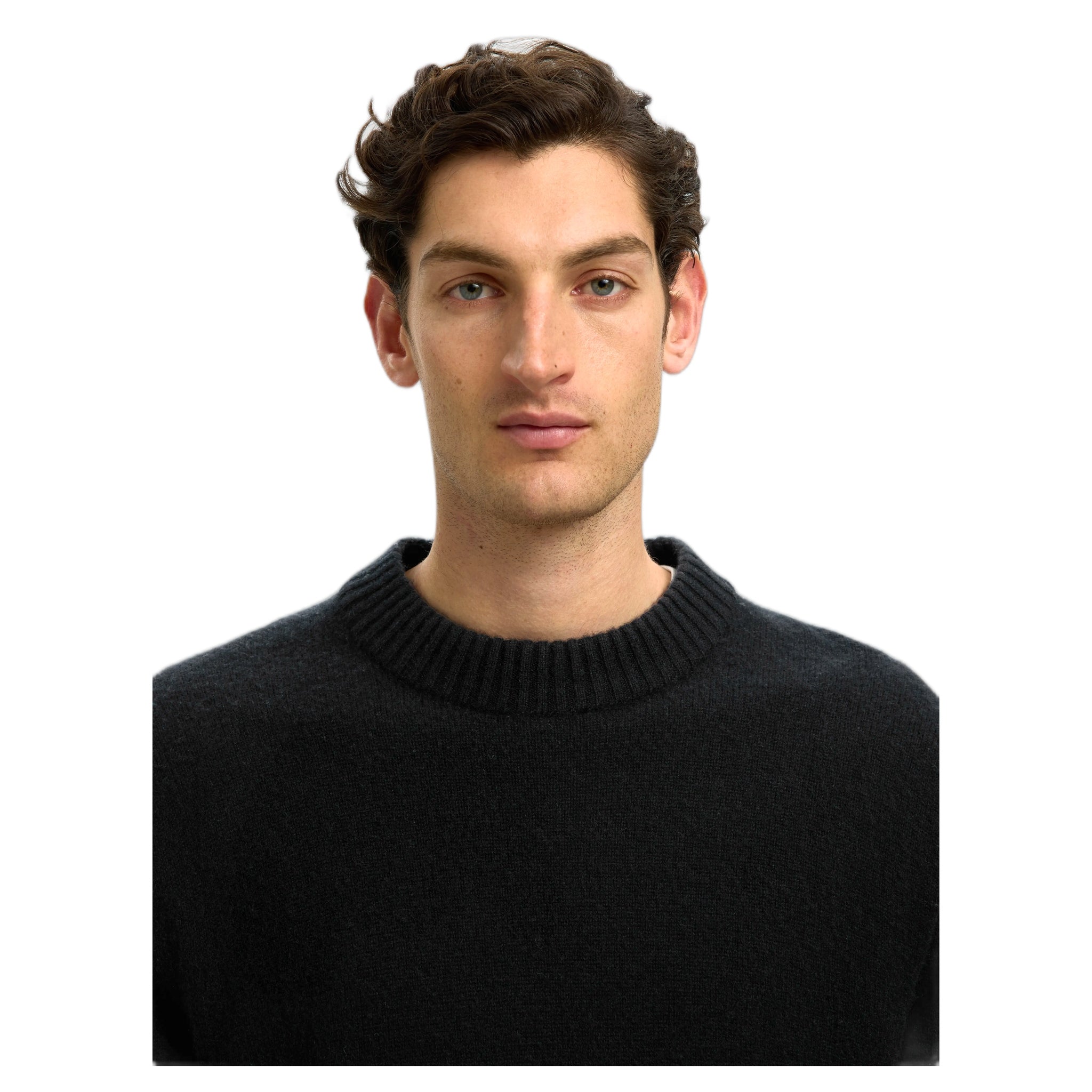 sweater Selected Homme calle cashmere blend crew neck - black