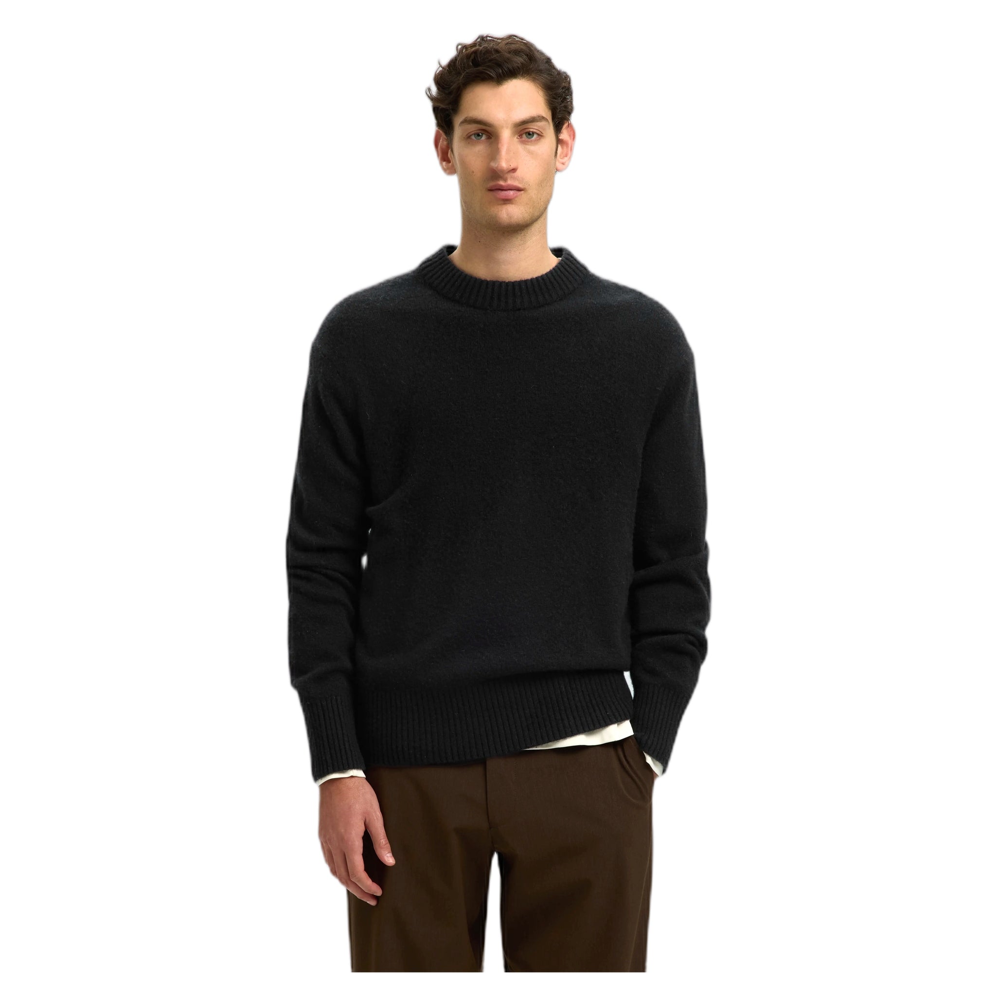 sweater Selected Homme calle cashmere blend crew neck - black