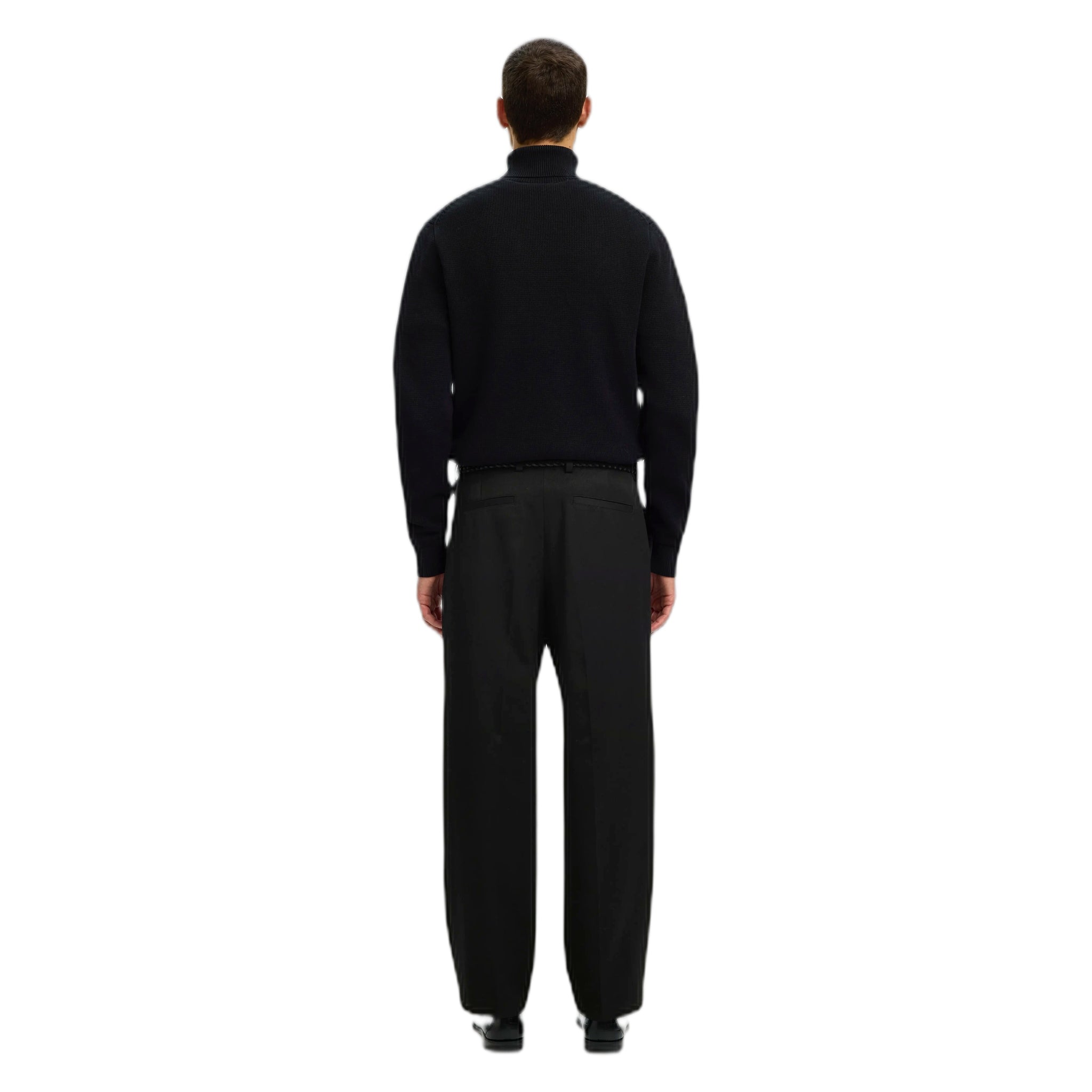 pantaloni selected homme loose luke wool blend pant - black