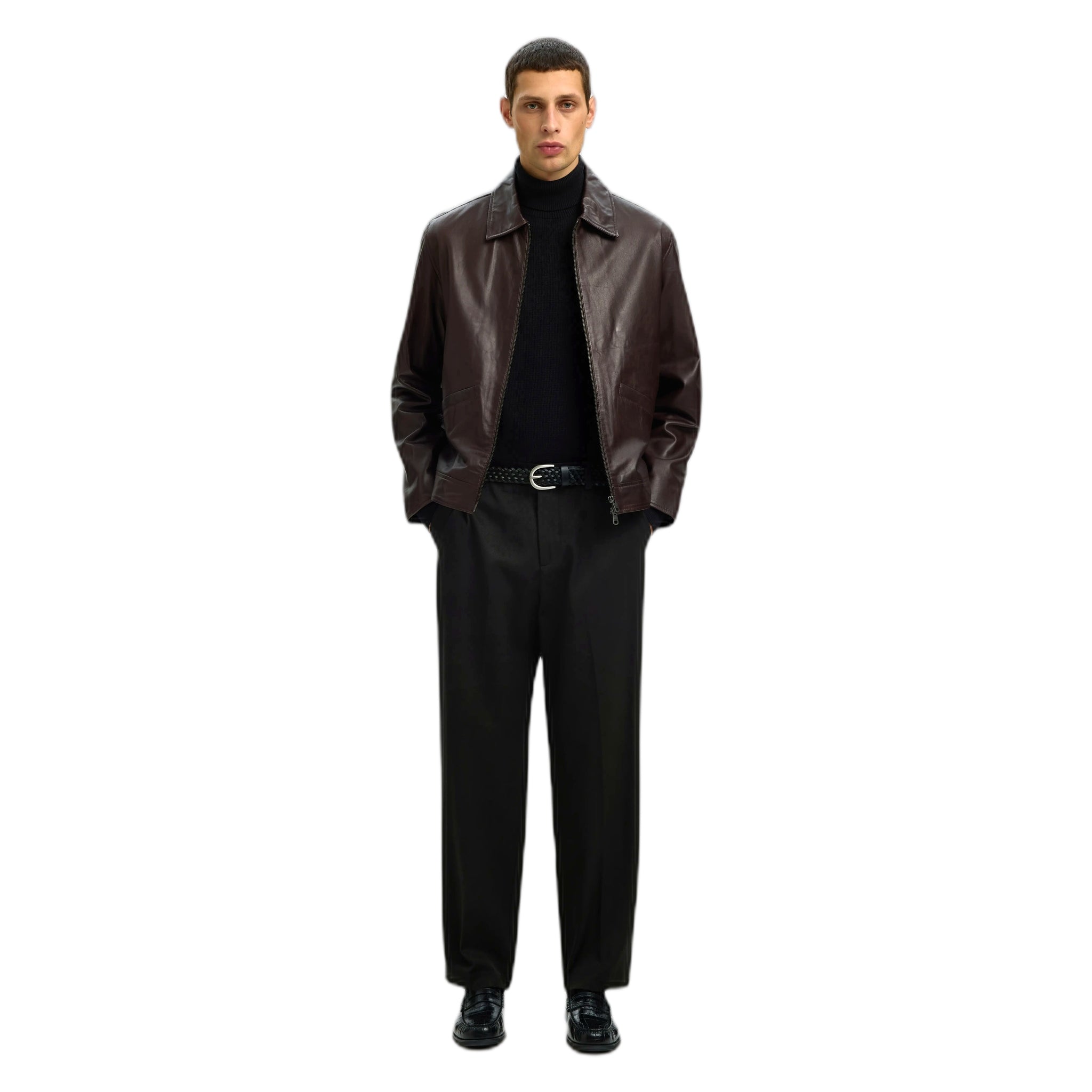pantaloni selected homme loose luke wool blend pant - black