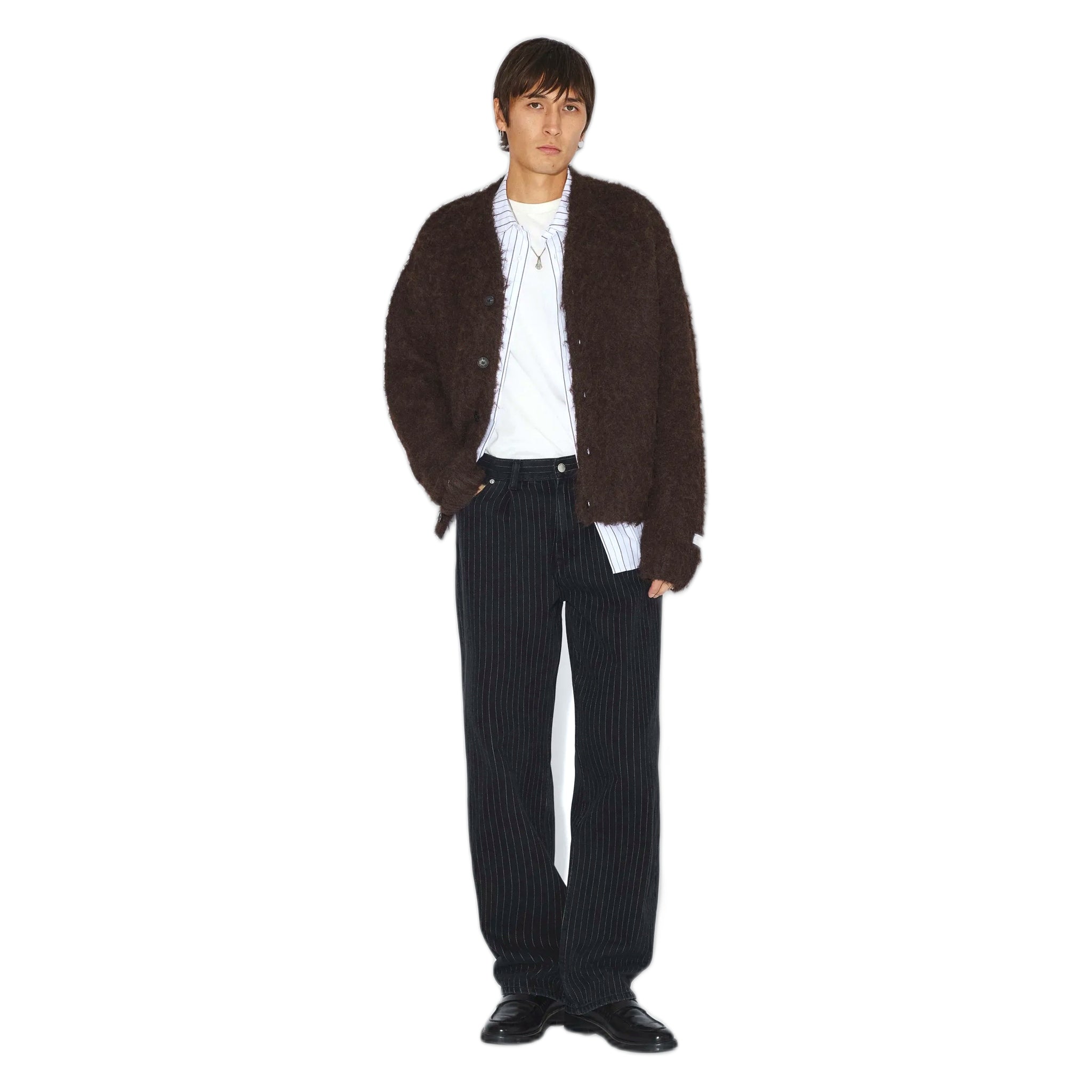 jeans dr denim omar relaxed pleated - washed black pinstripe