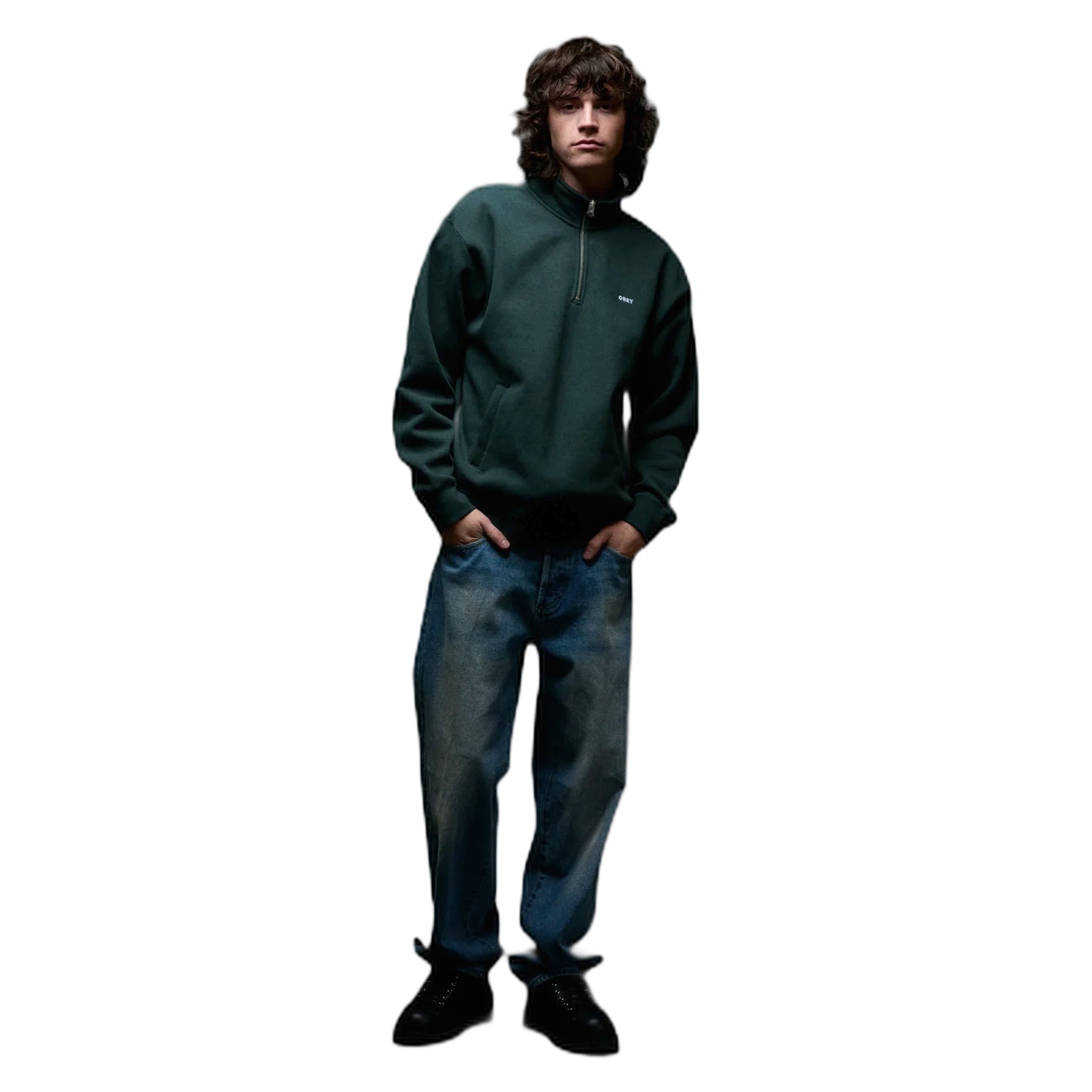 phenol Obey established works bold mockneck fleece - green fleece