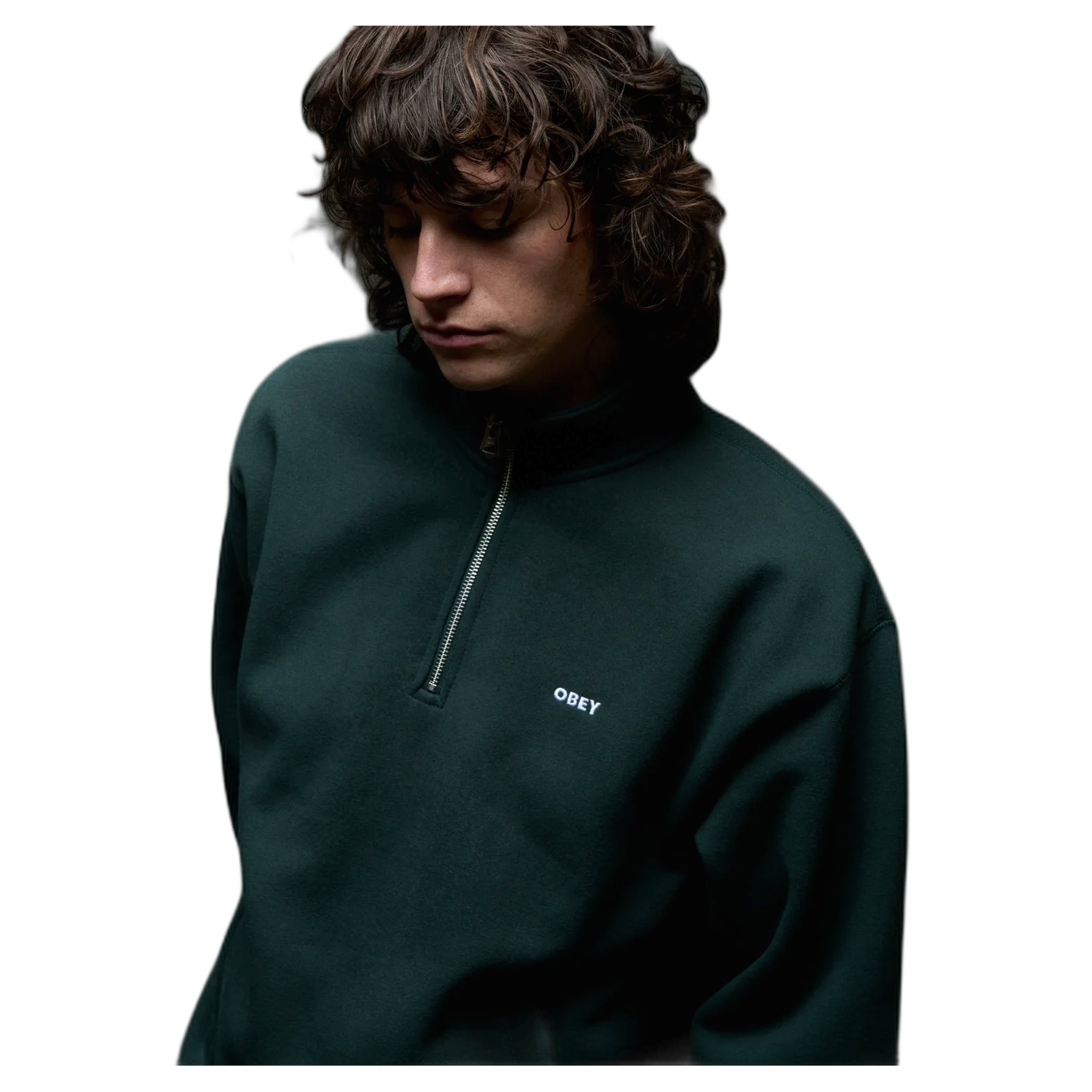 phenol Obey established works bold mockneck fleece - green fleece