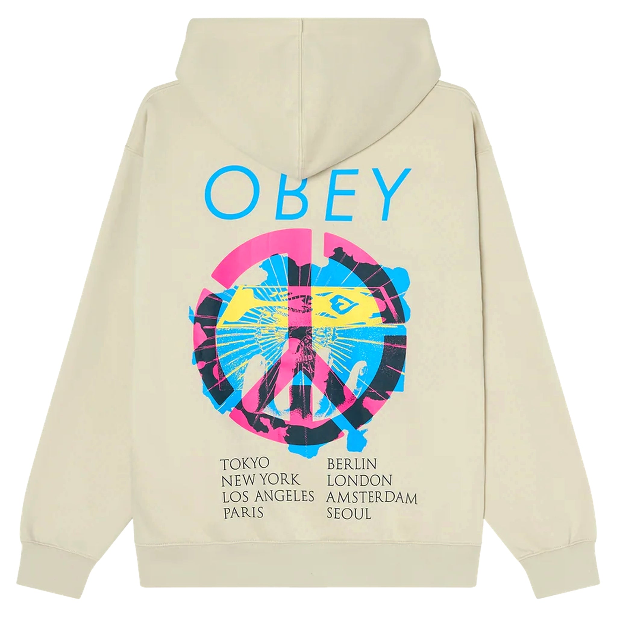 felpa obey peace brick hood fleece - moonstruck