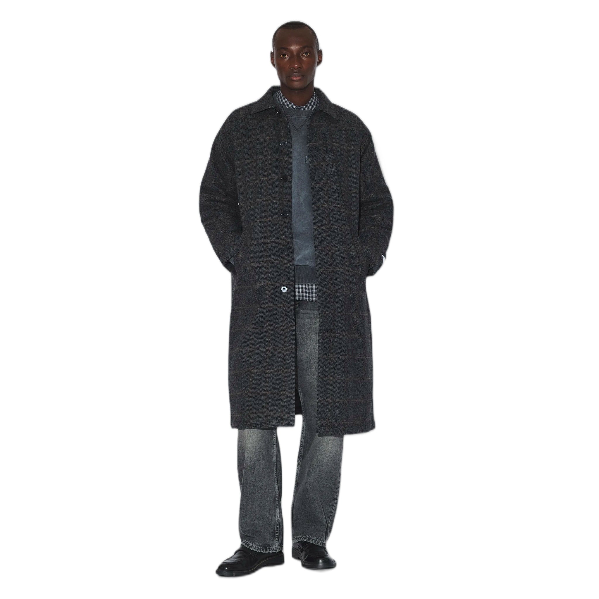 cappotto dr denim jayden coat - grey harringbone