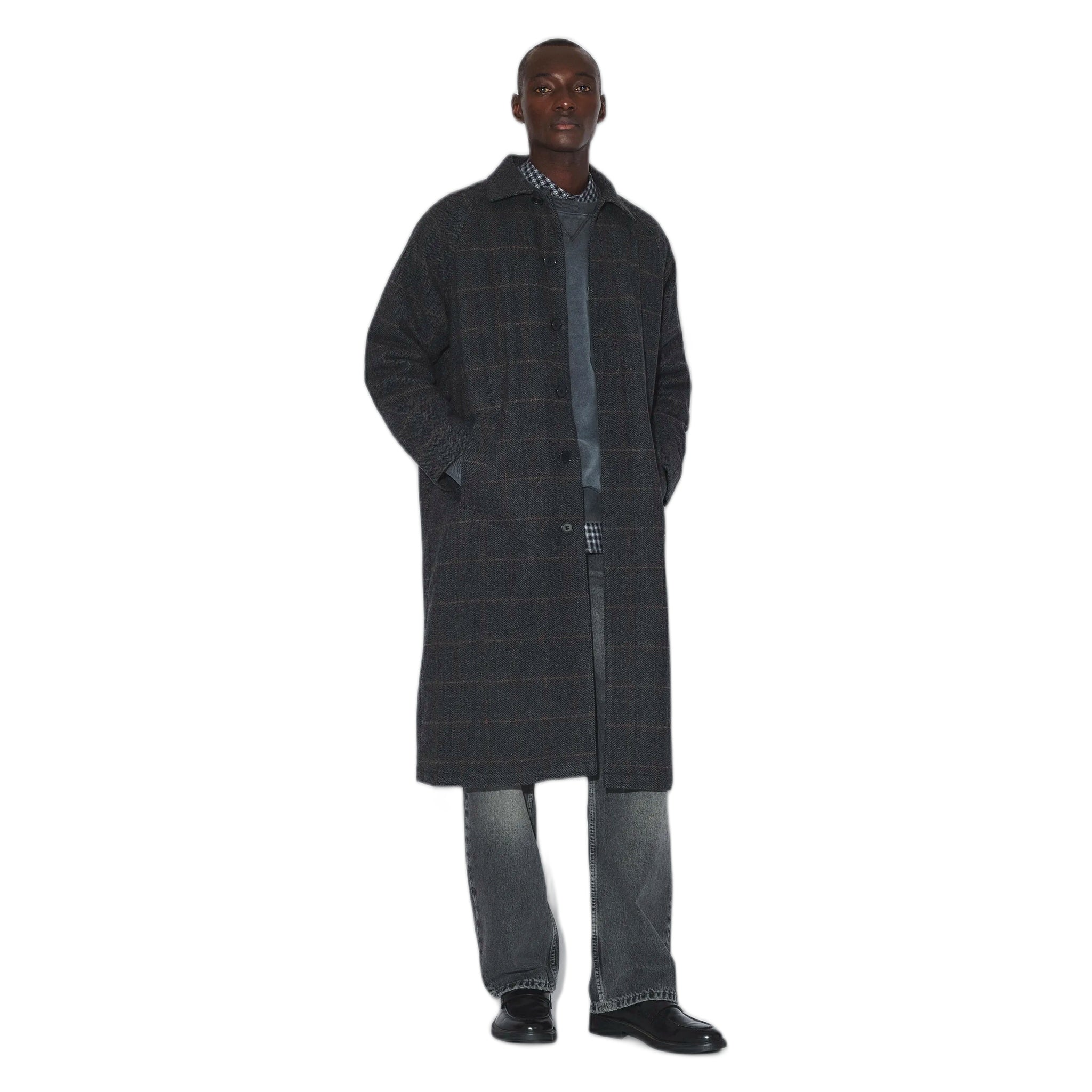 cappotto dr denim jayden coat - grey harringbone