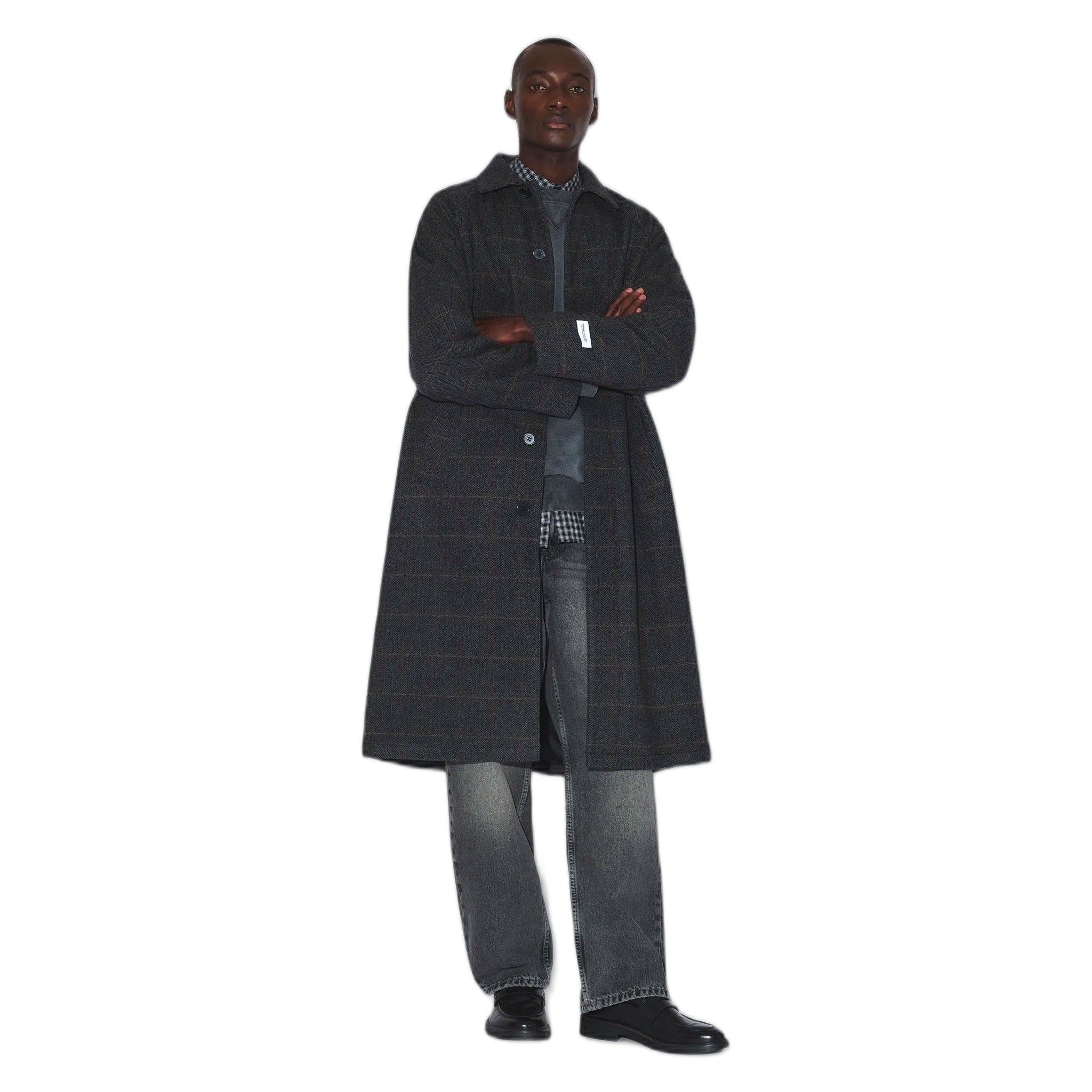 cappotto dr denim jayden coat - grey harringbone