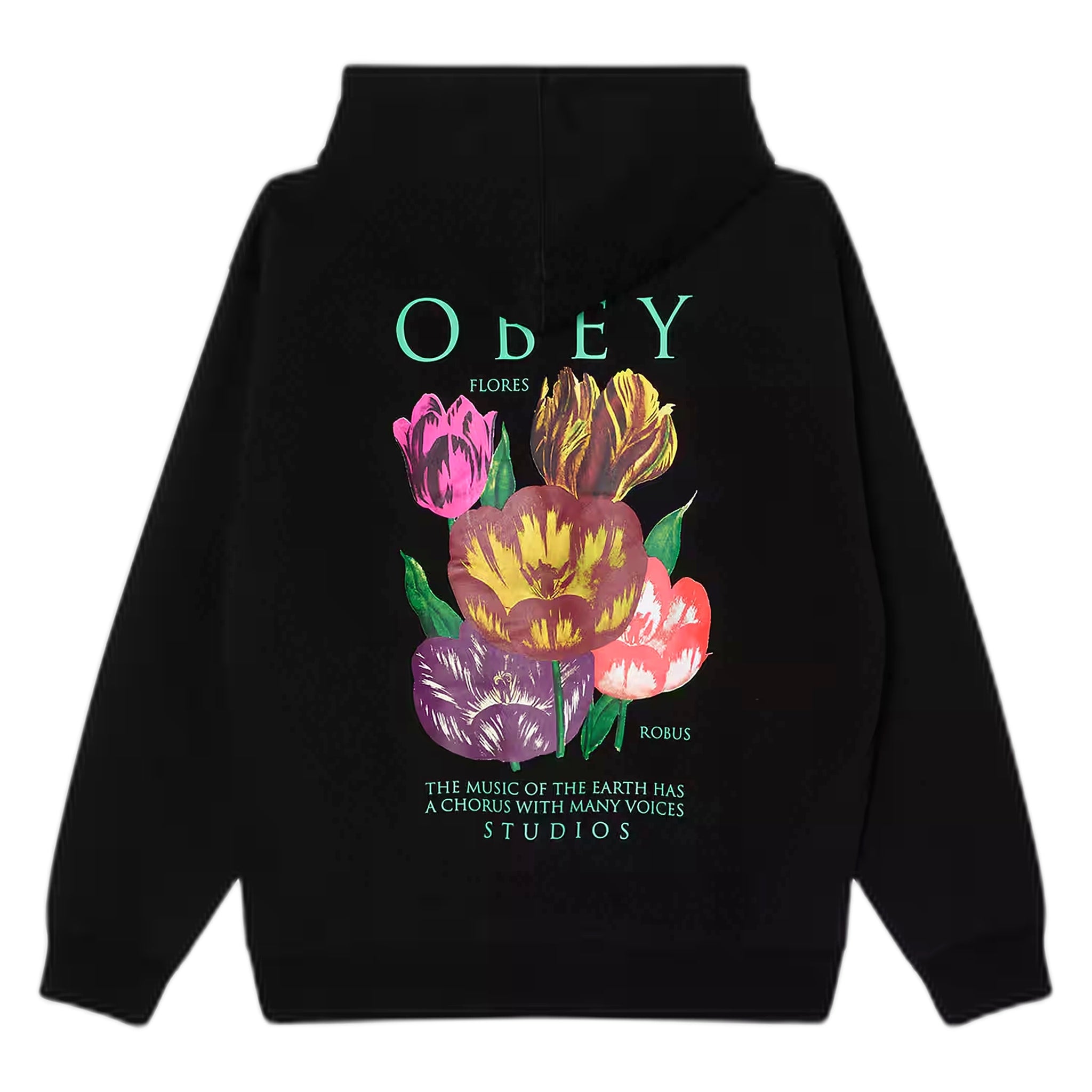 fenol Obey flores robus capucha huida - negro