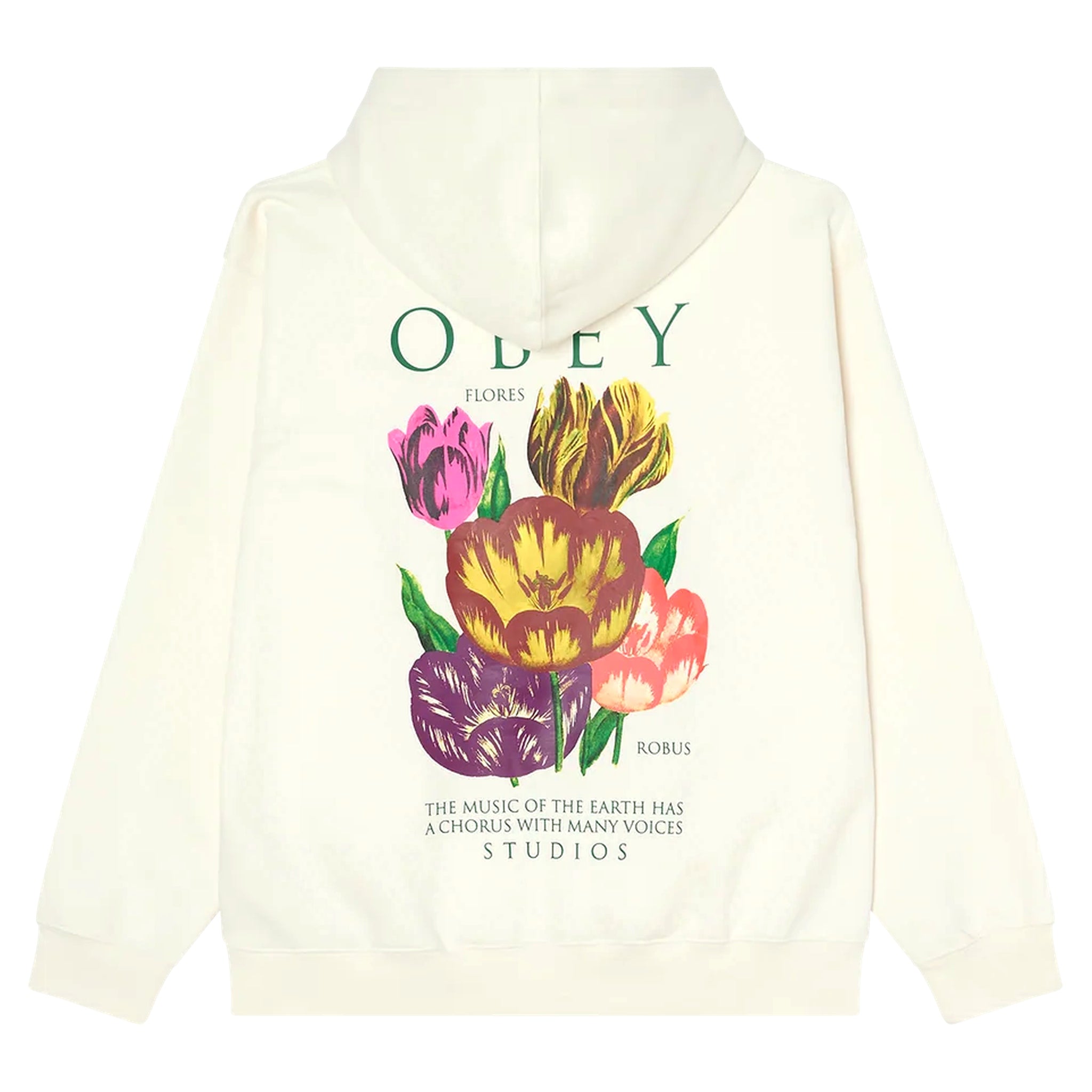 obey flores robus hood fleece - unbleached