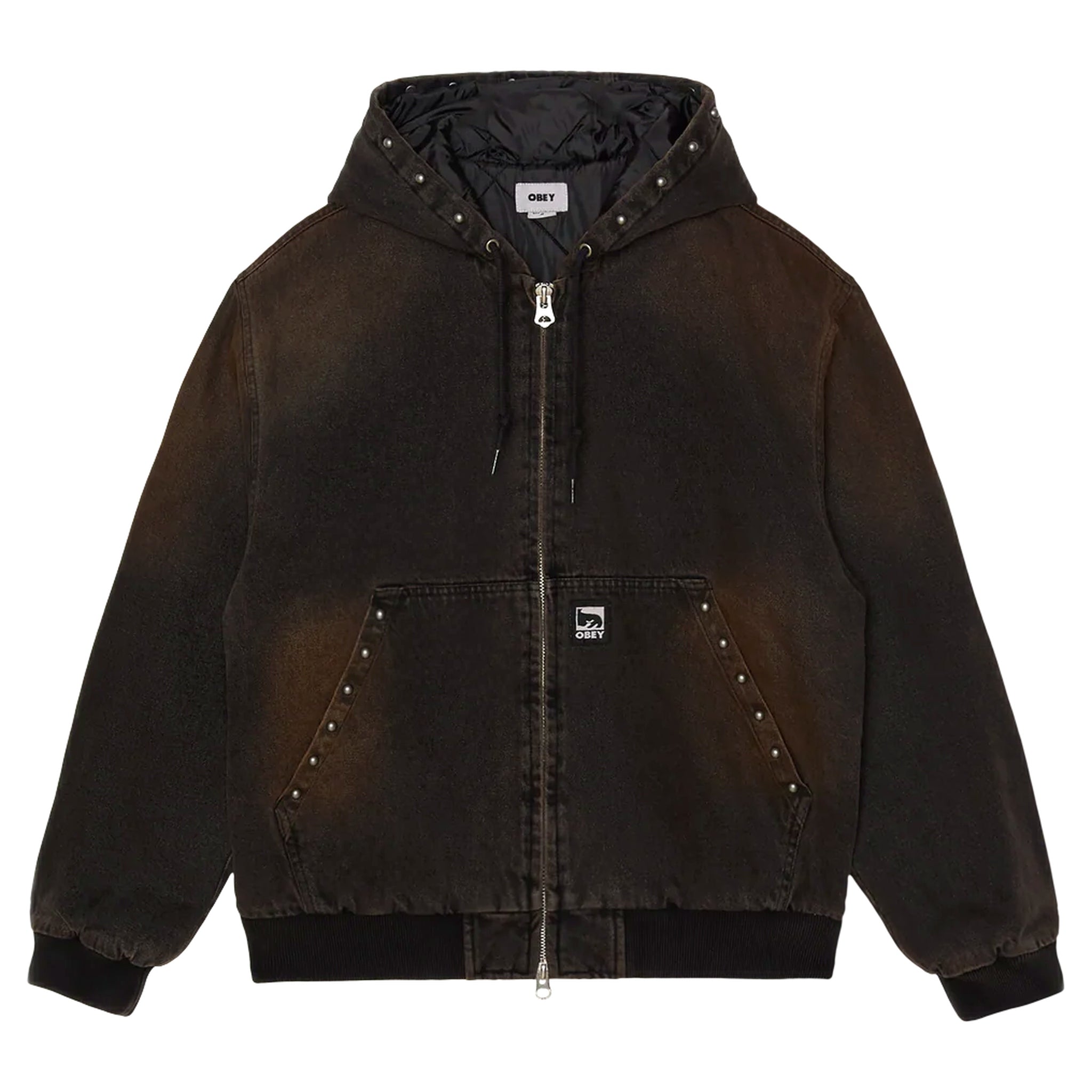 chaqueta Obey chaleco con cremallera atornillada - lavado de óxido negro