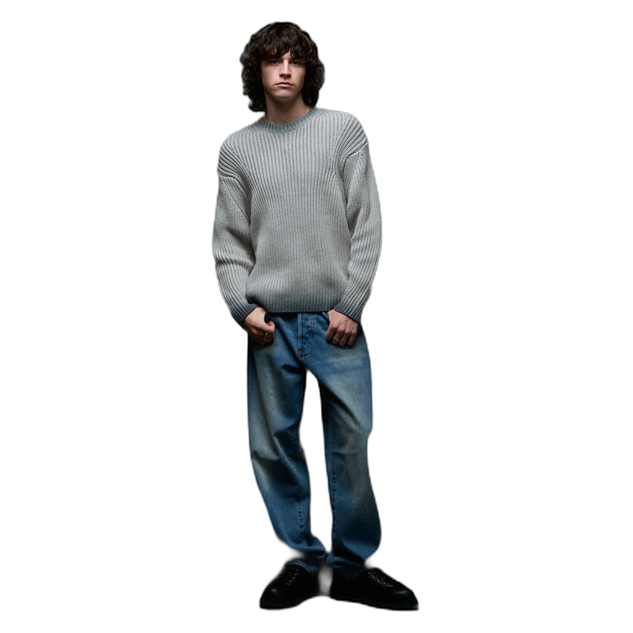 maglione obey ian faded wash sweater - grey faded wash