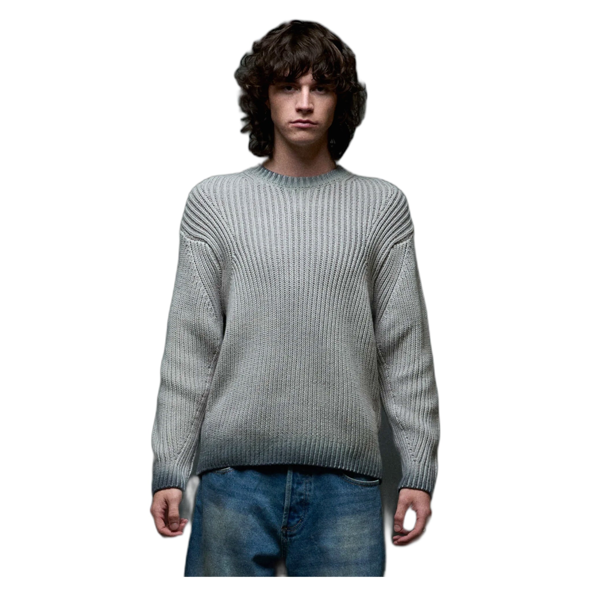 maglione obey ian faded wash sweater - grey faded wash