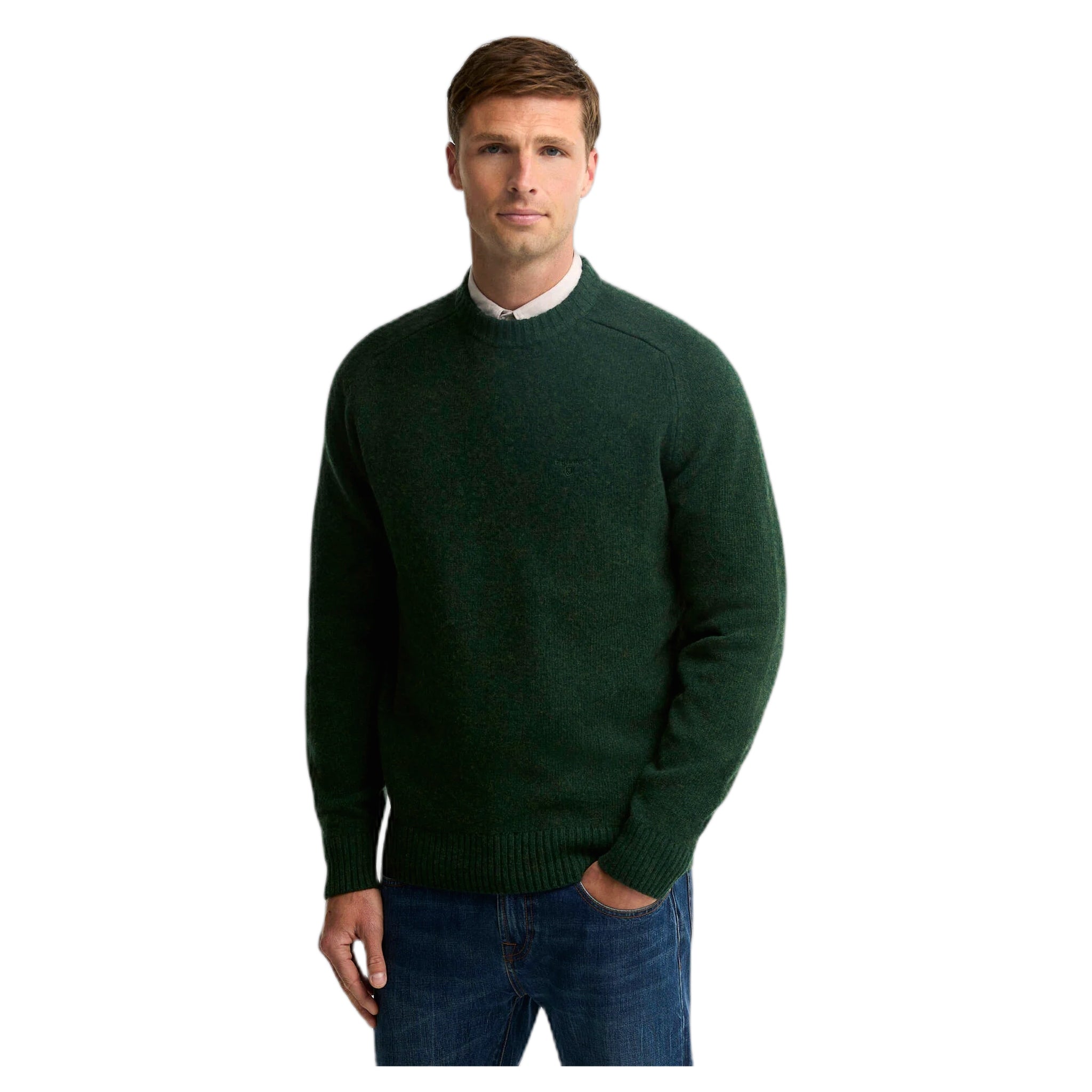 maglione barbour newton crew neck sweater - sage