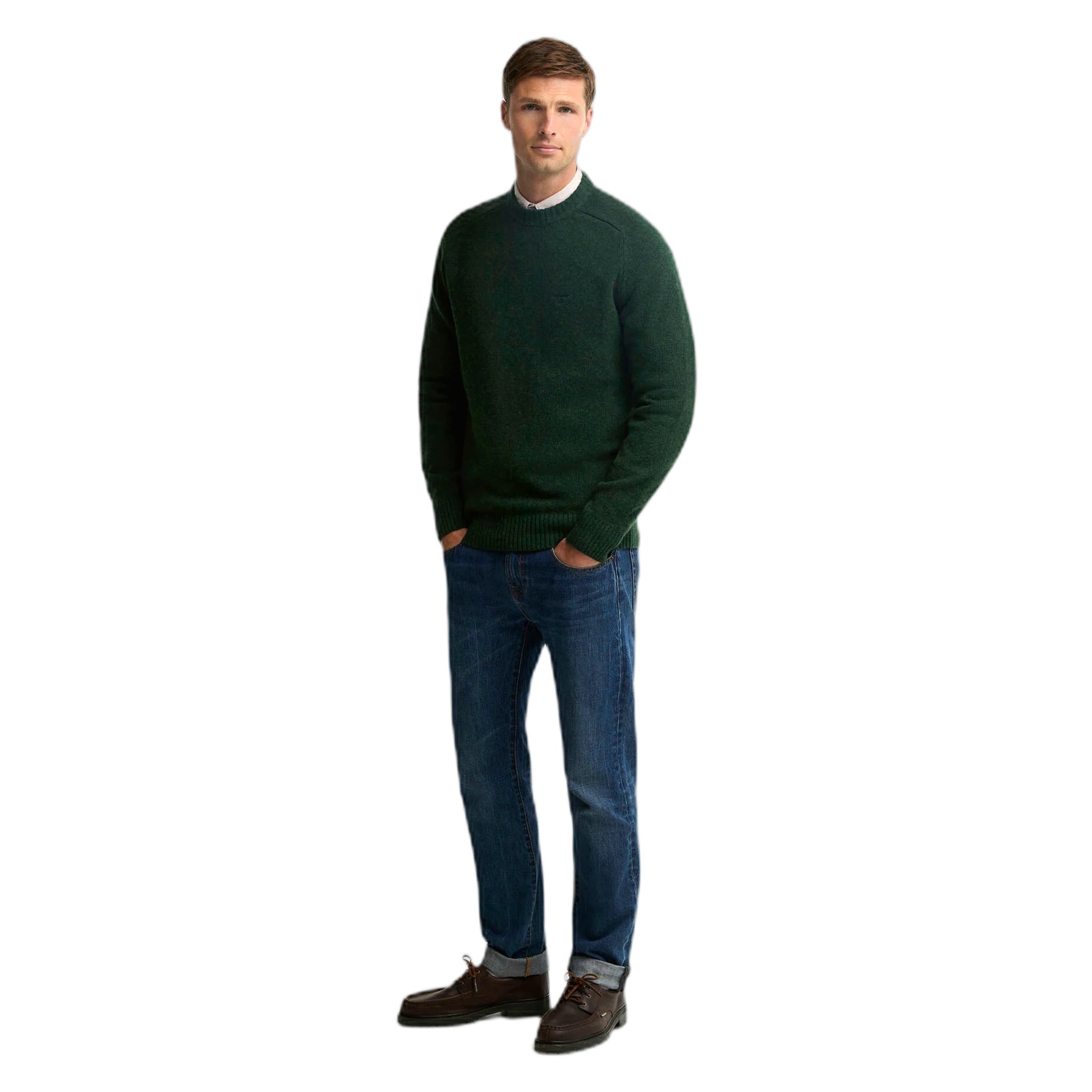 maglione barbour newton crew neck sweater - sage