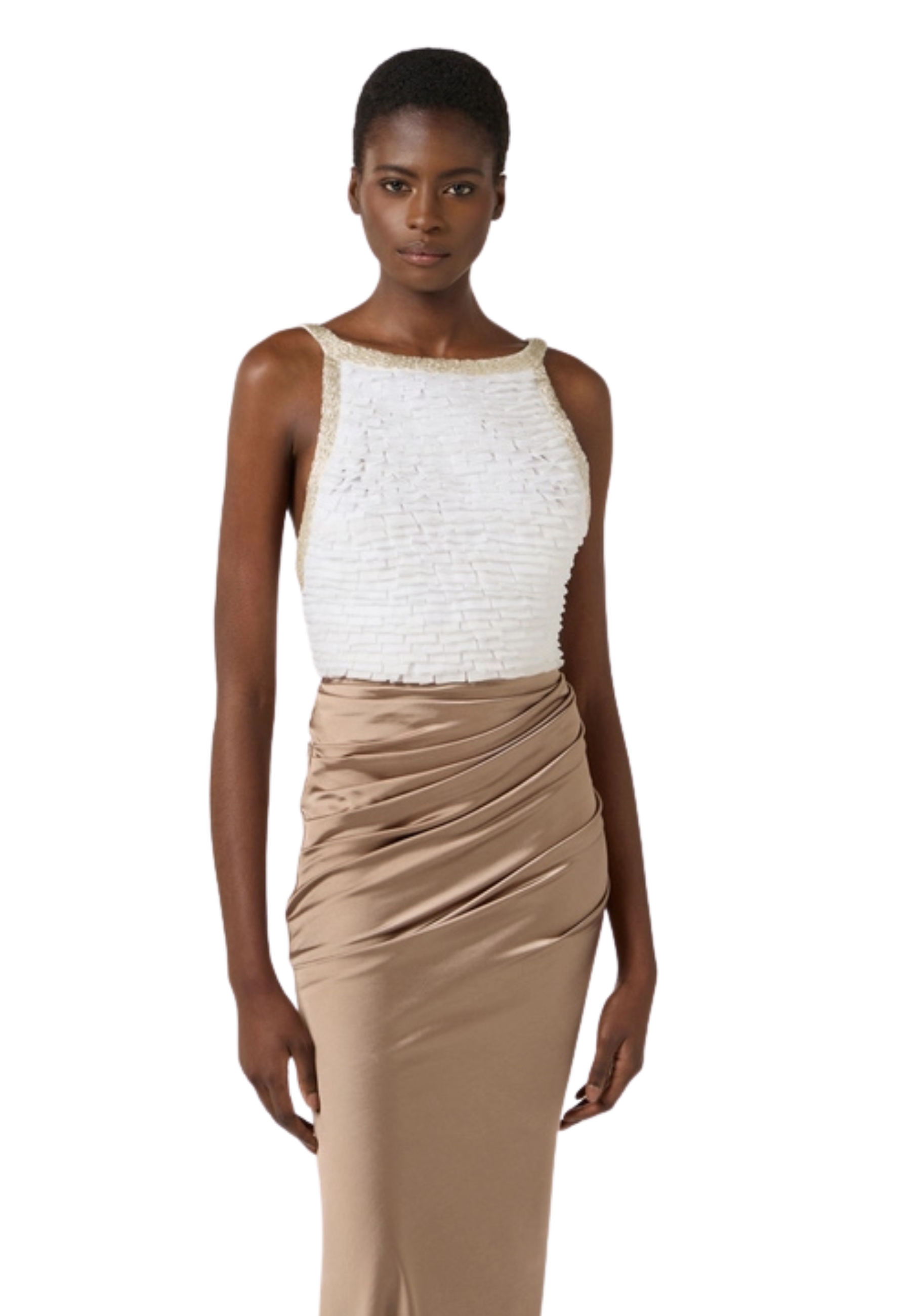 Women's Dress Elisabetta Franchi with microbalzes in organza