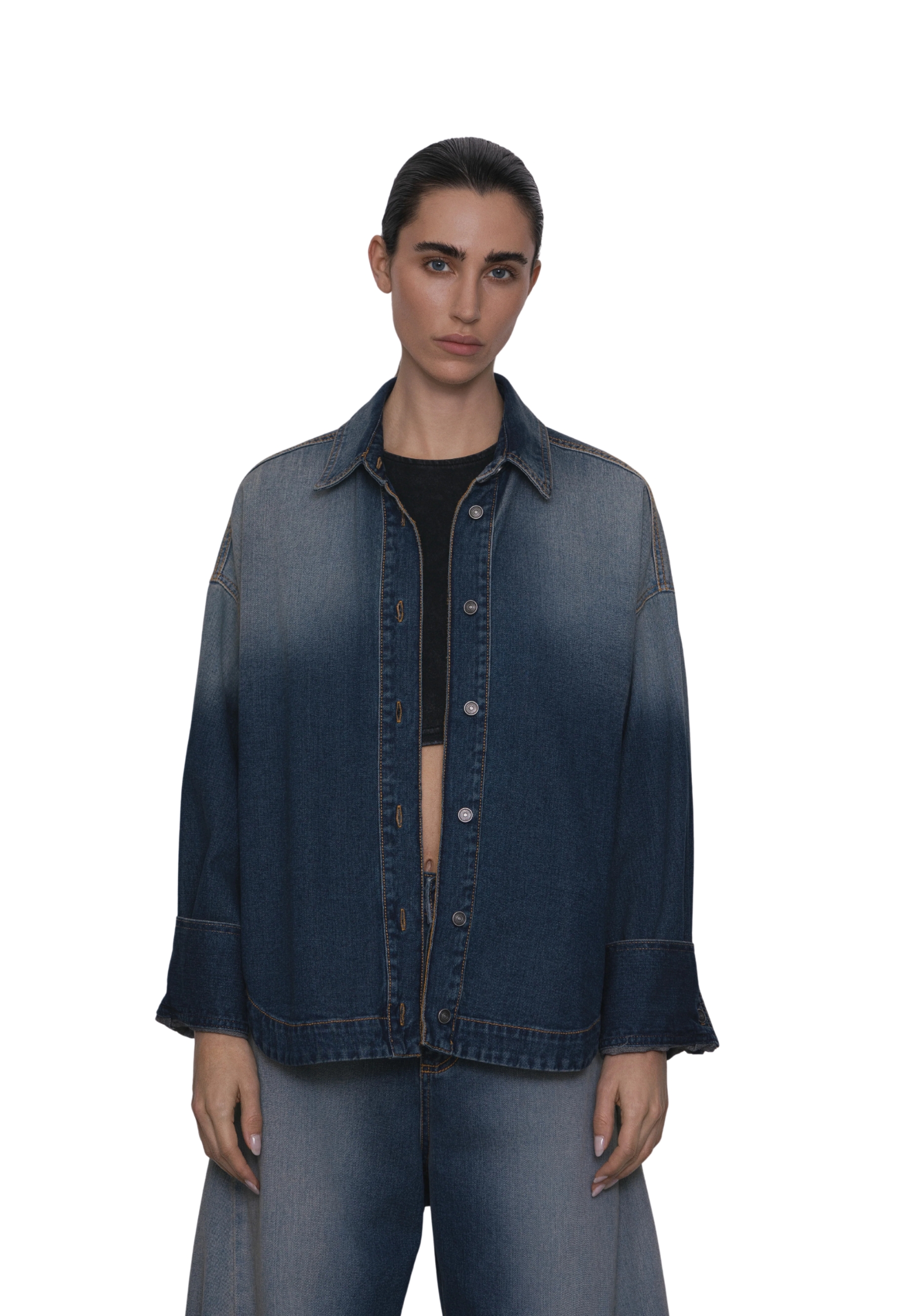 lang shirt God Save Denim in Slavery denim