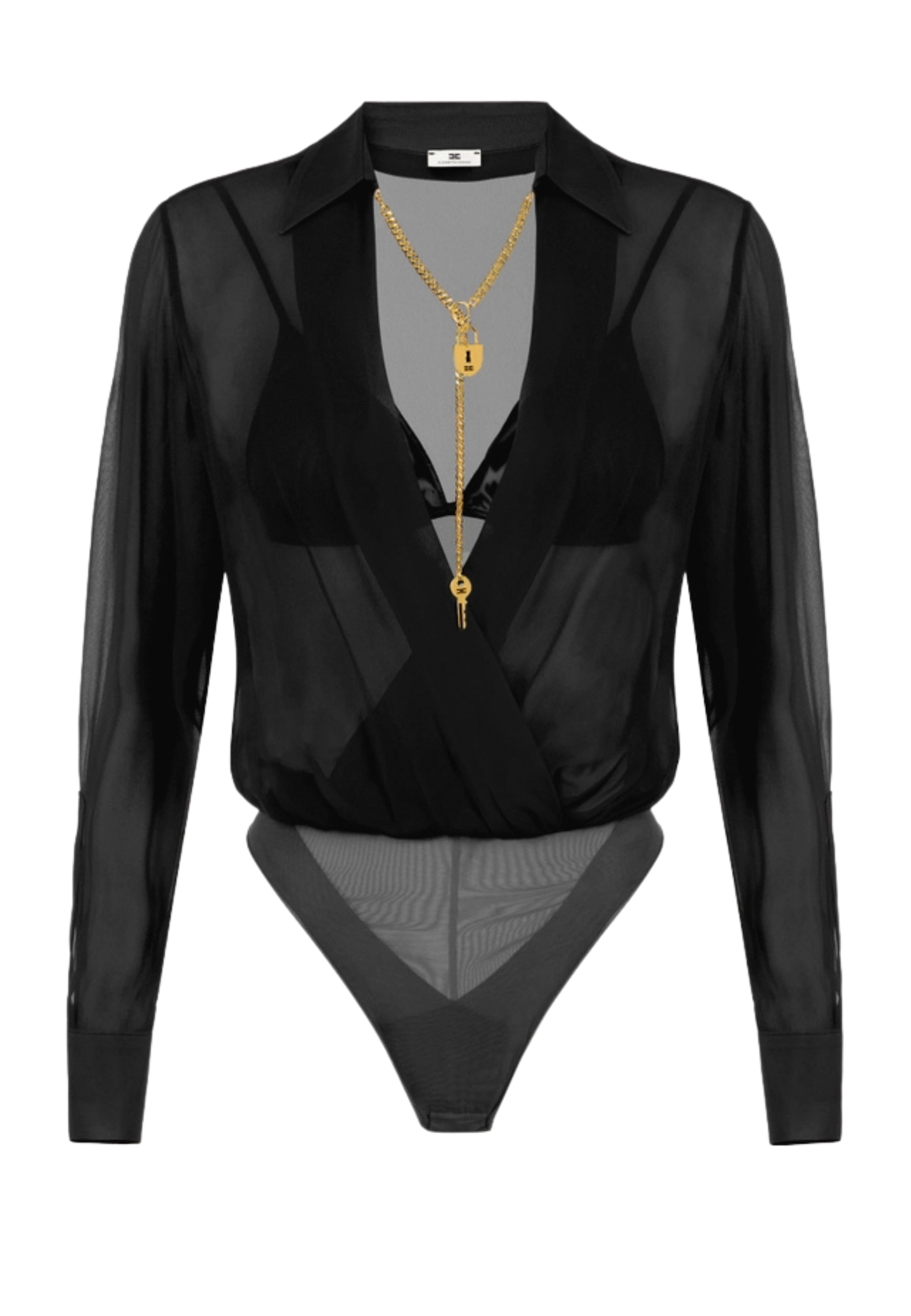 corps en géorgette Elisabetta Franchi avec chaîne à bijoux