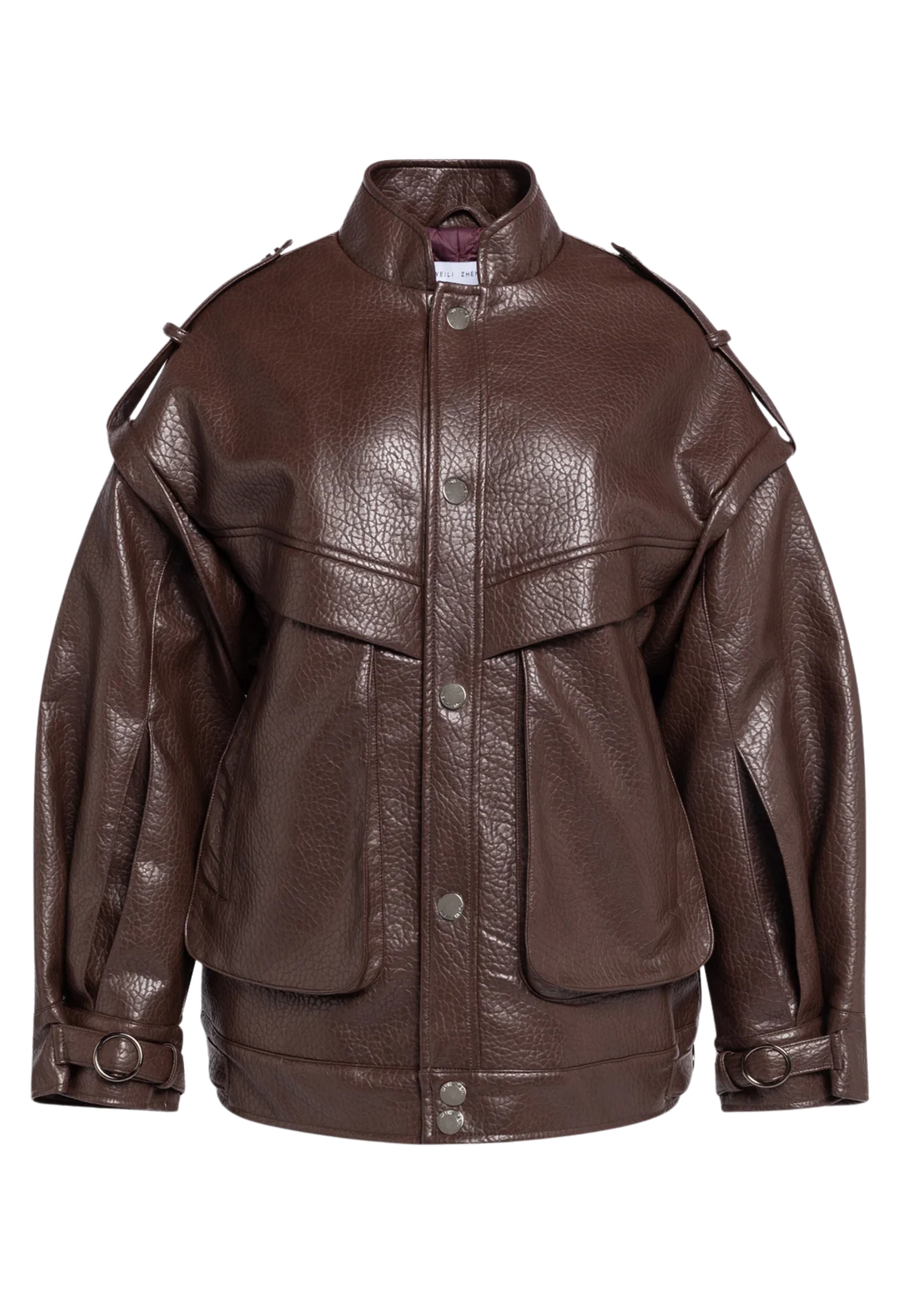 veste en cuir noir Weili Zheng