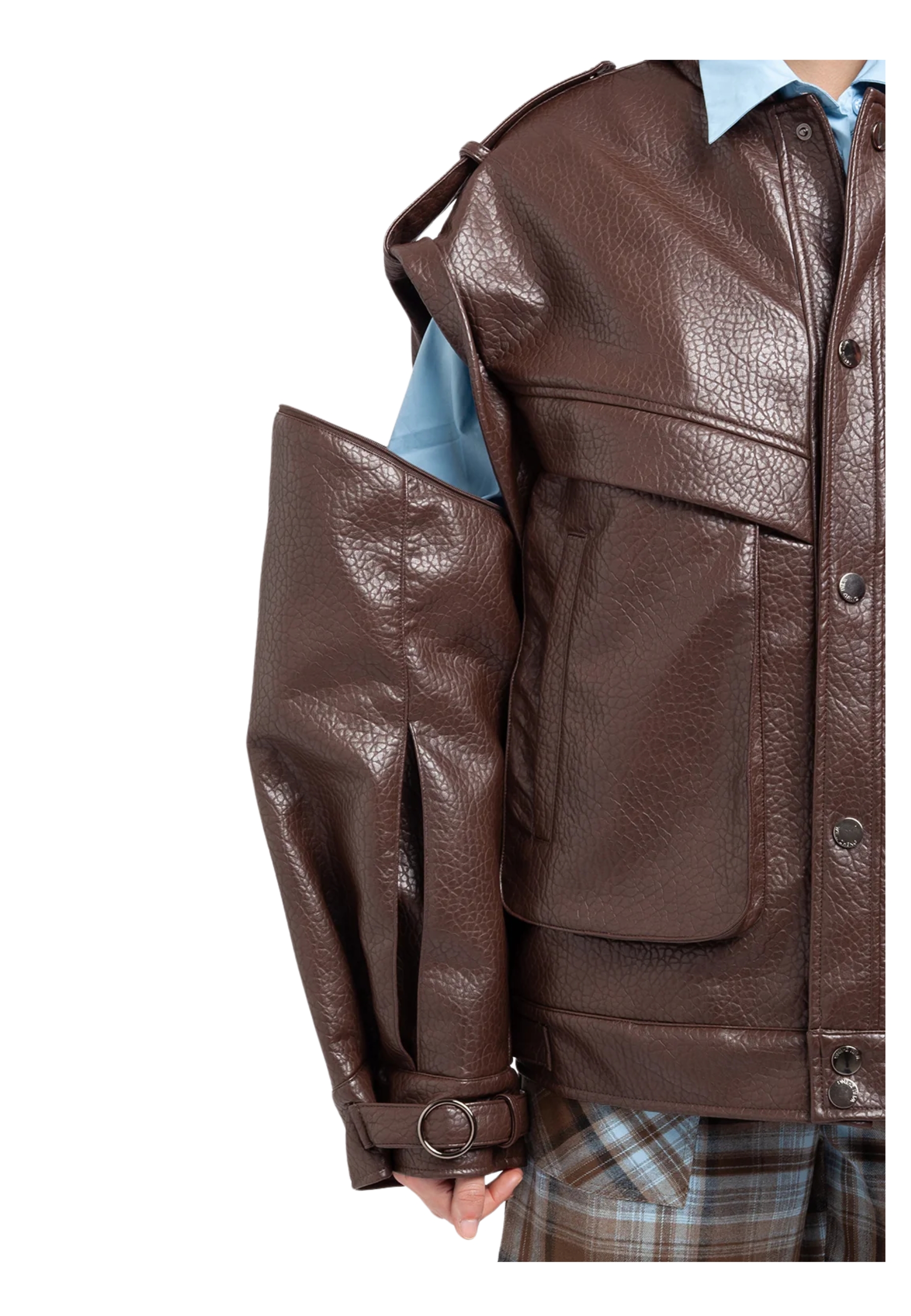 veste en cuir noir Weili Zheng