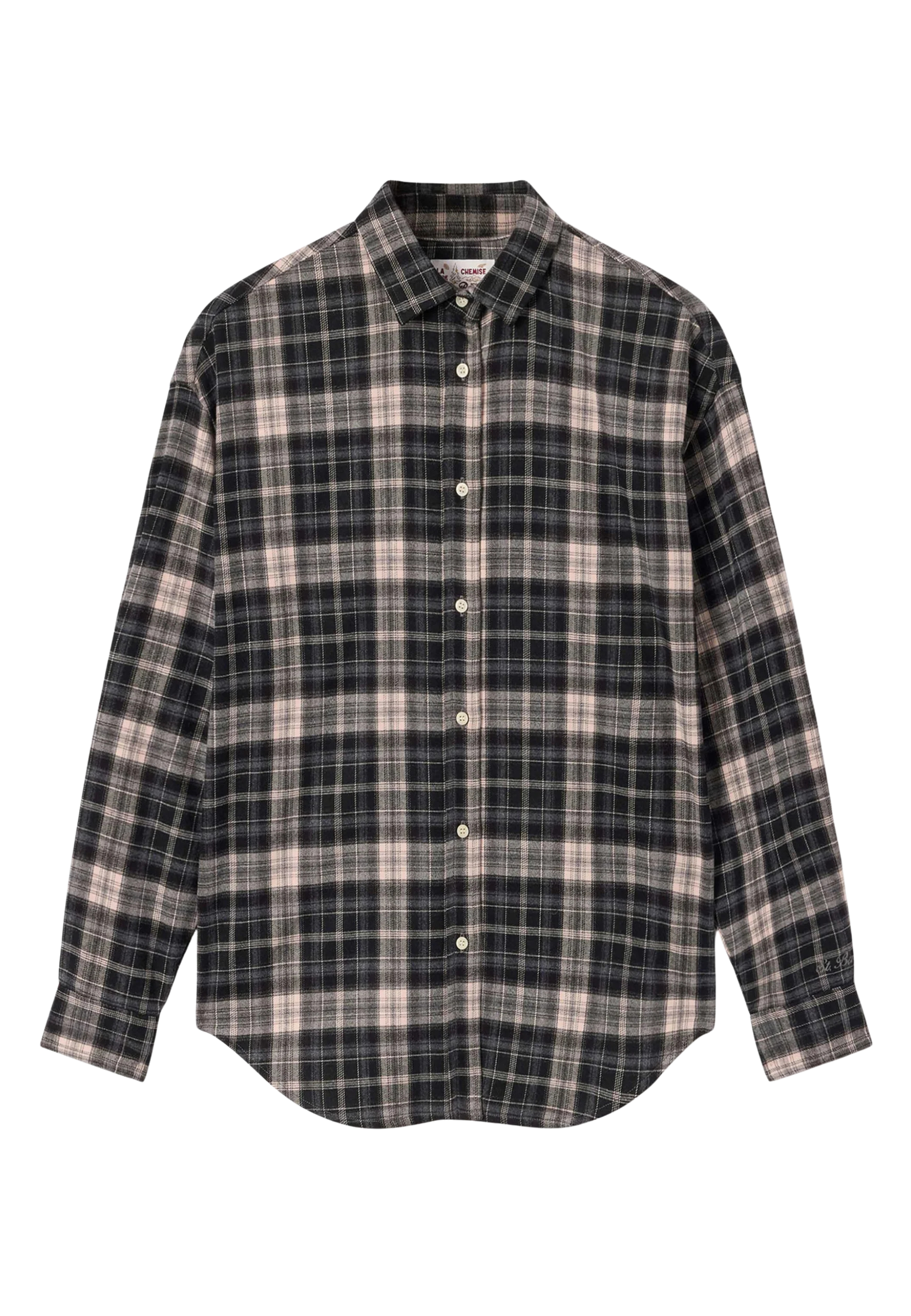 T-shirt tartan Saint Barth écriture brodée derrière