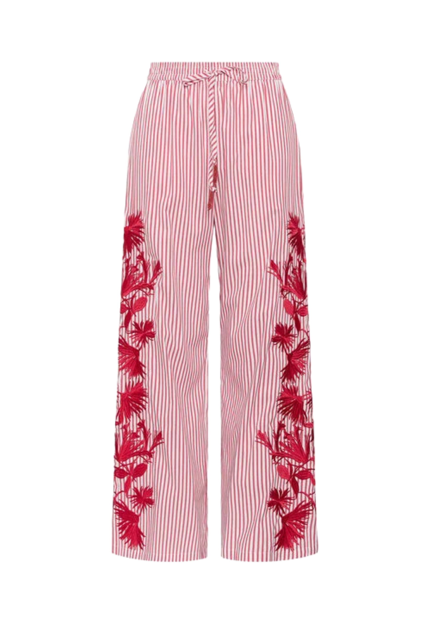 Pantalons rayés pour femmes Maliparmi avec broderie