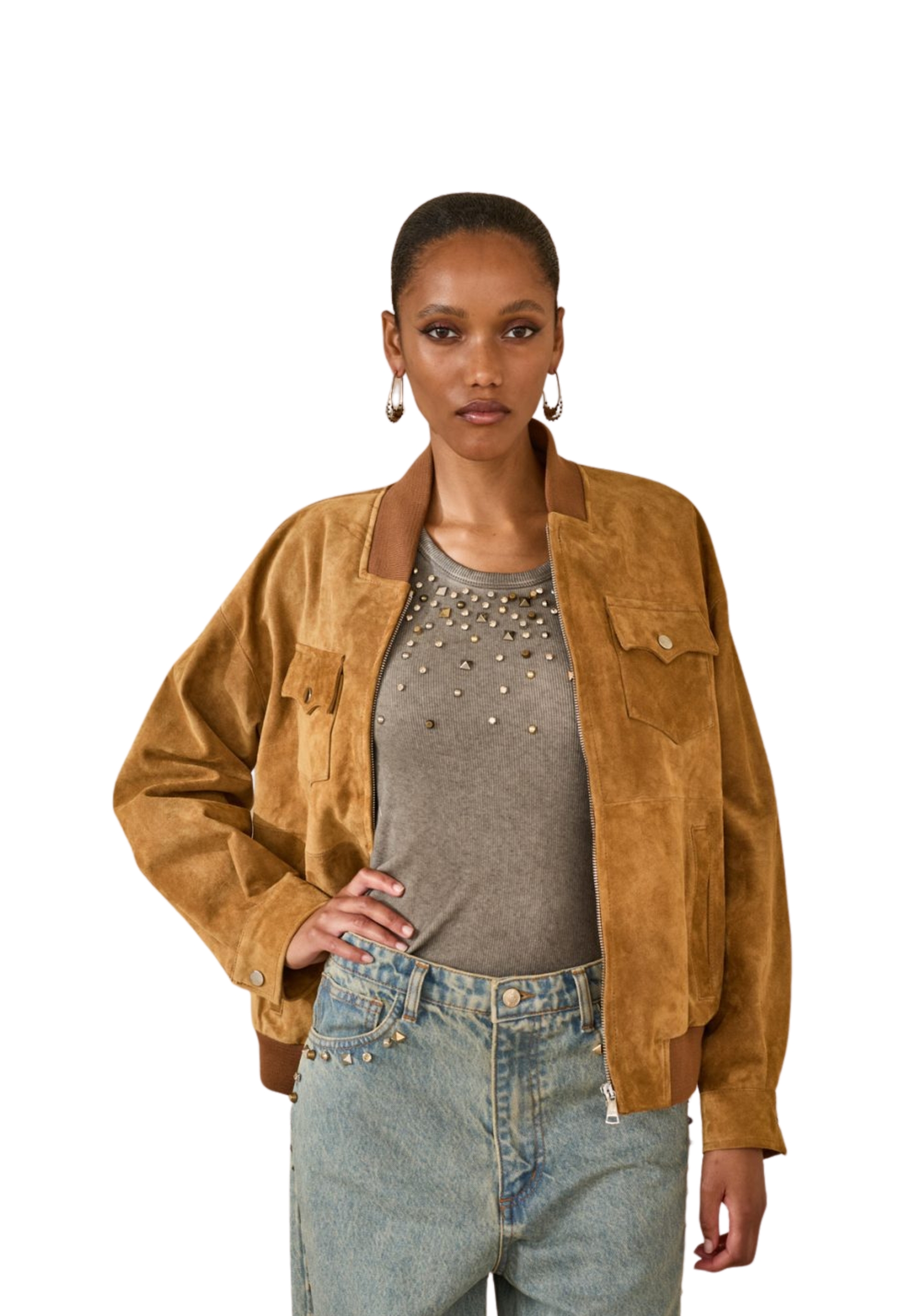 bomber Woman Souvenir leather renna effect