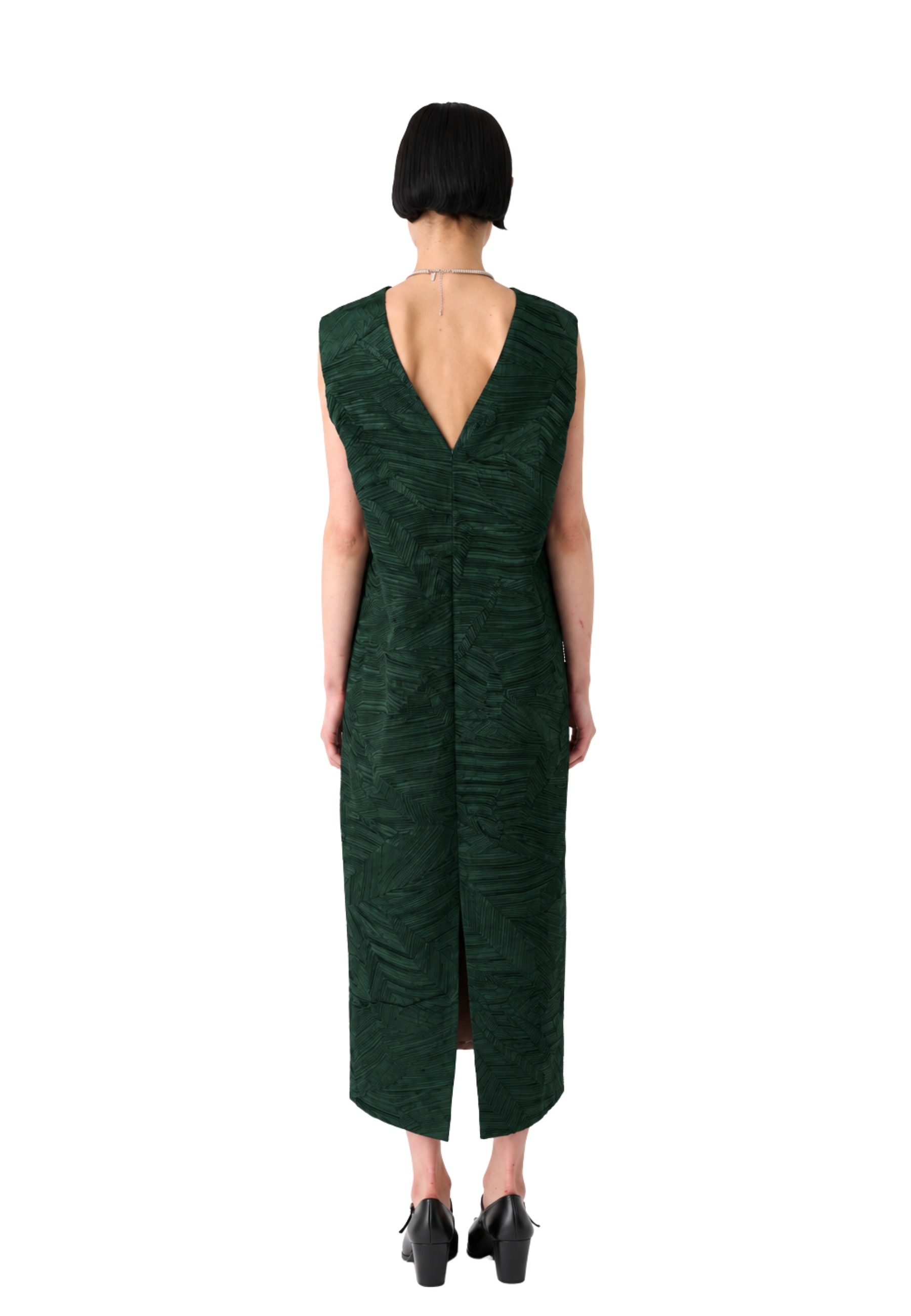 largo vestido recta línea plegada
