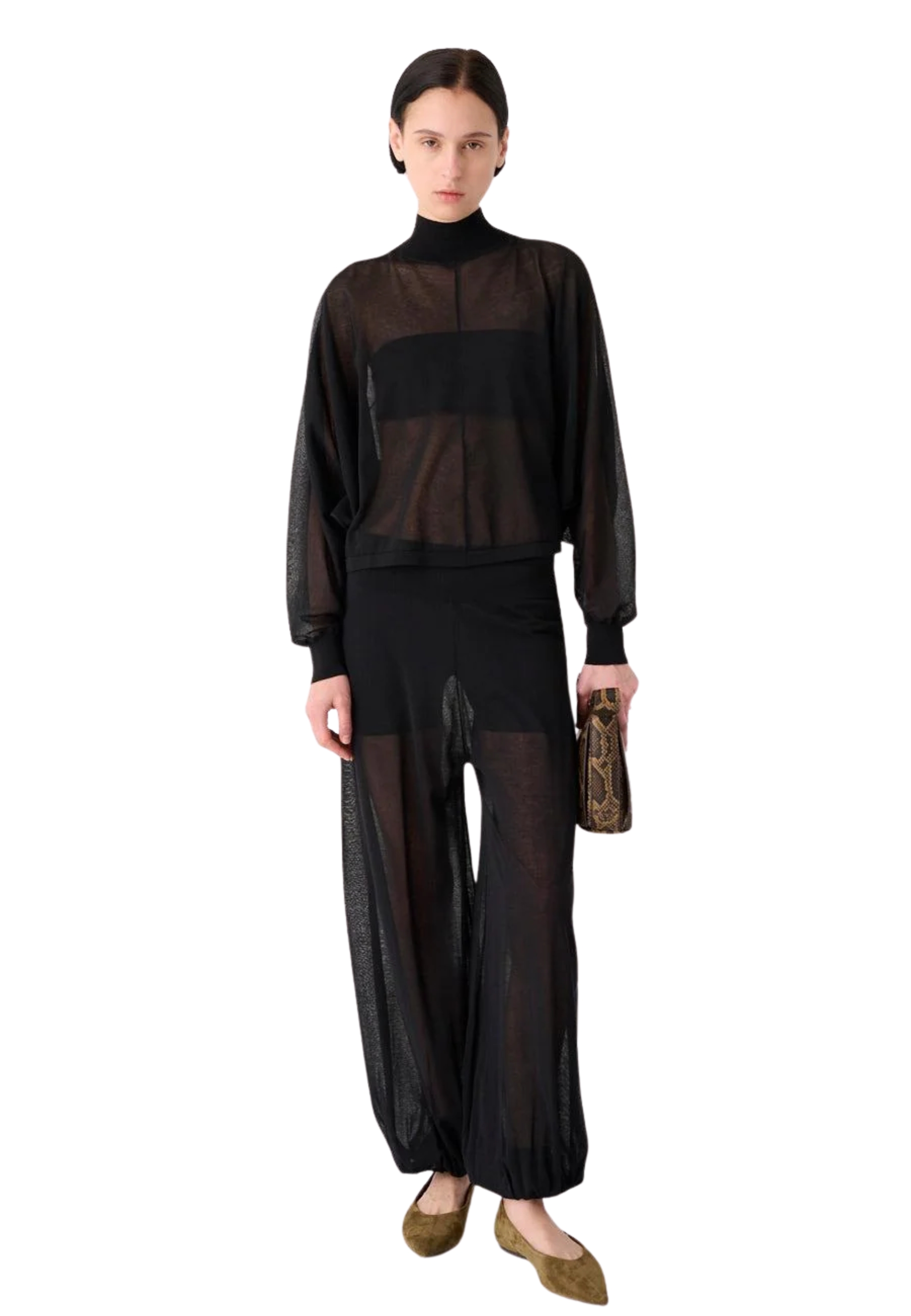 semi-transparent mesh With wide sleeves Meimeij