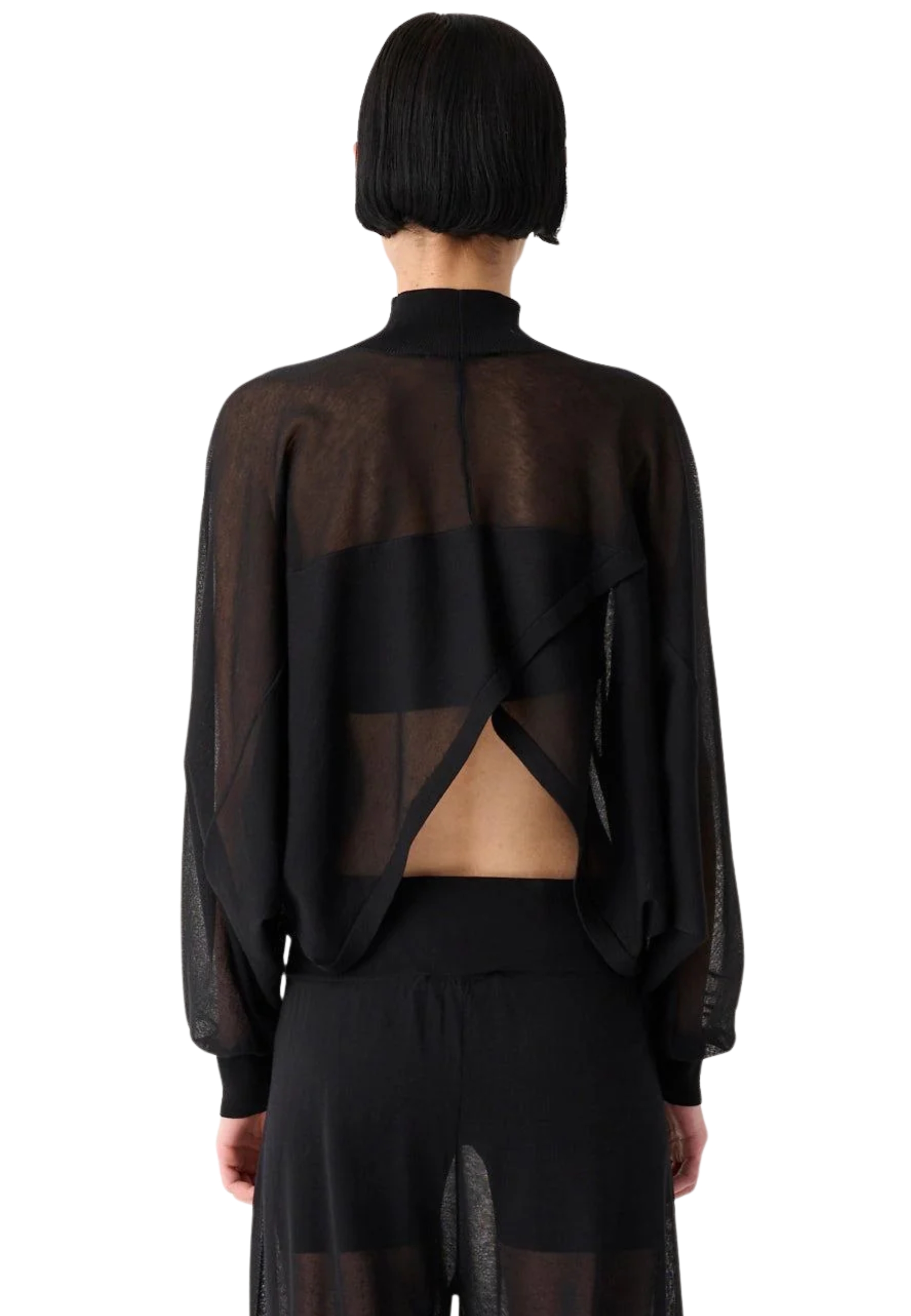 semi-transparent mesh With wide sleeves Meimeij