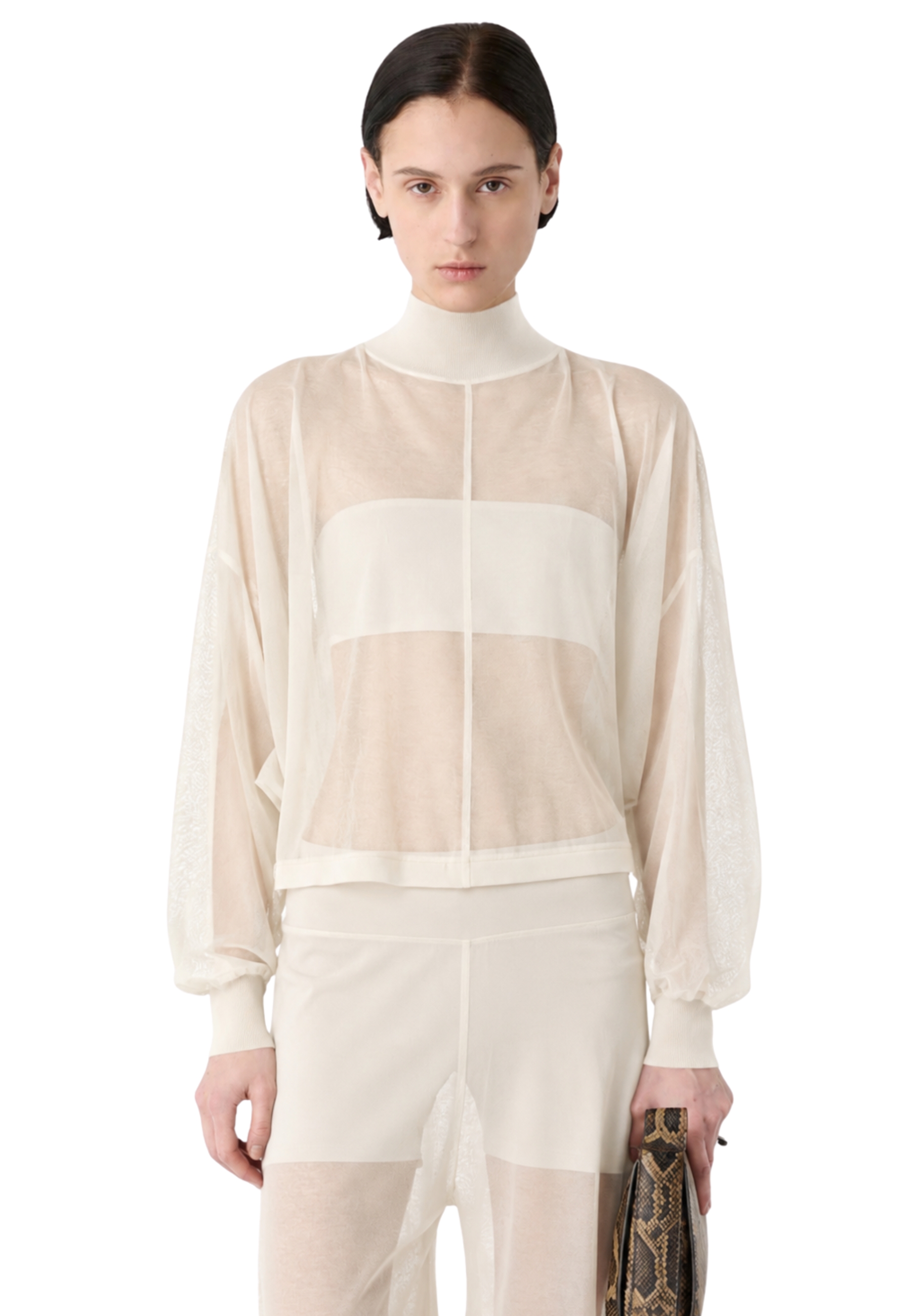 semi-transparent mesh With wide sleeves Meimeij