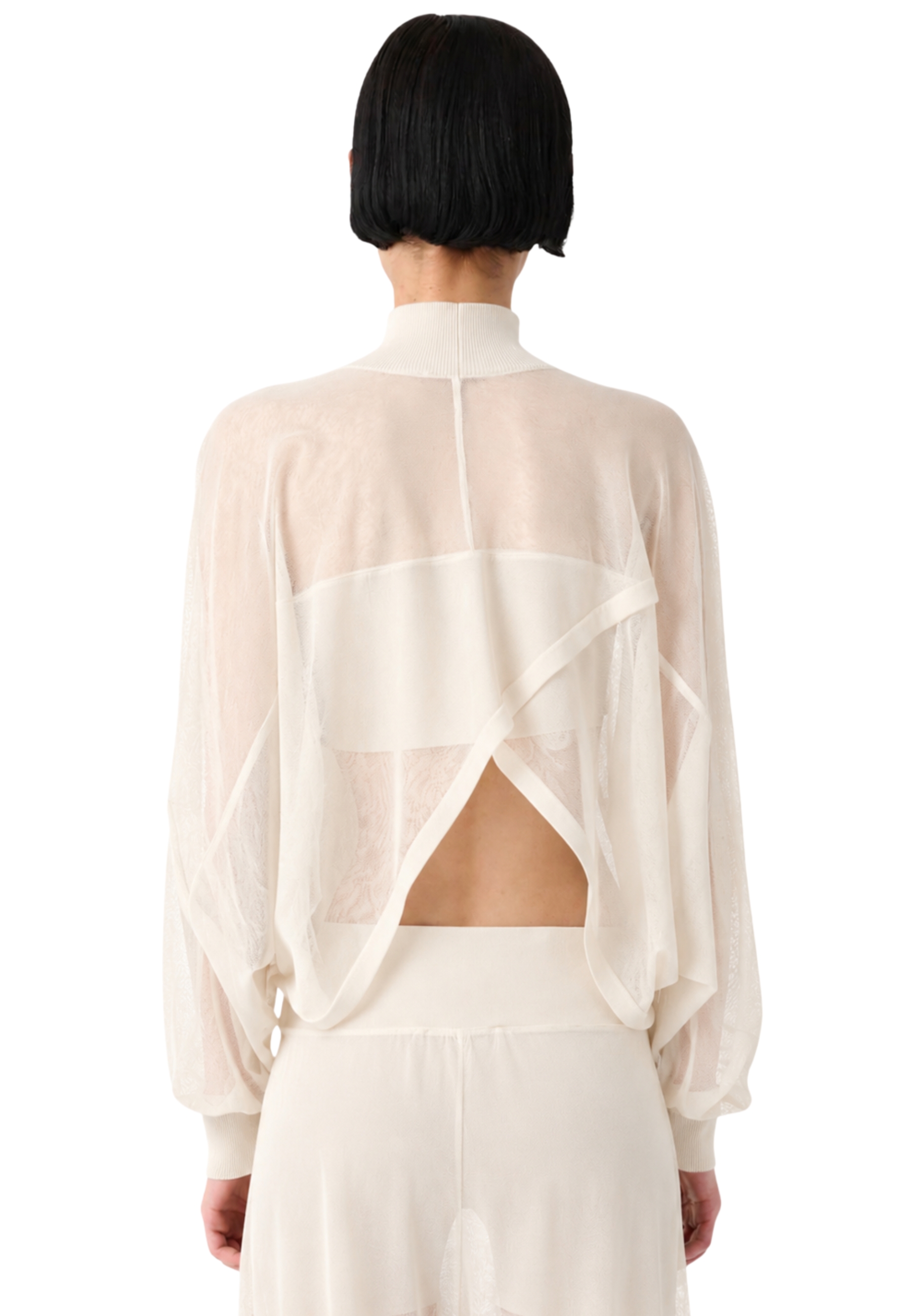 semi-transparent mesh With wide sleeves Meimeij