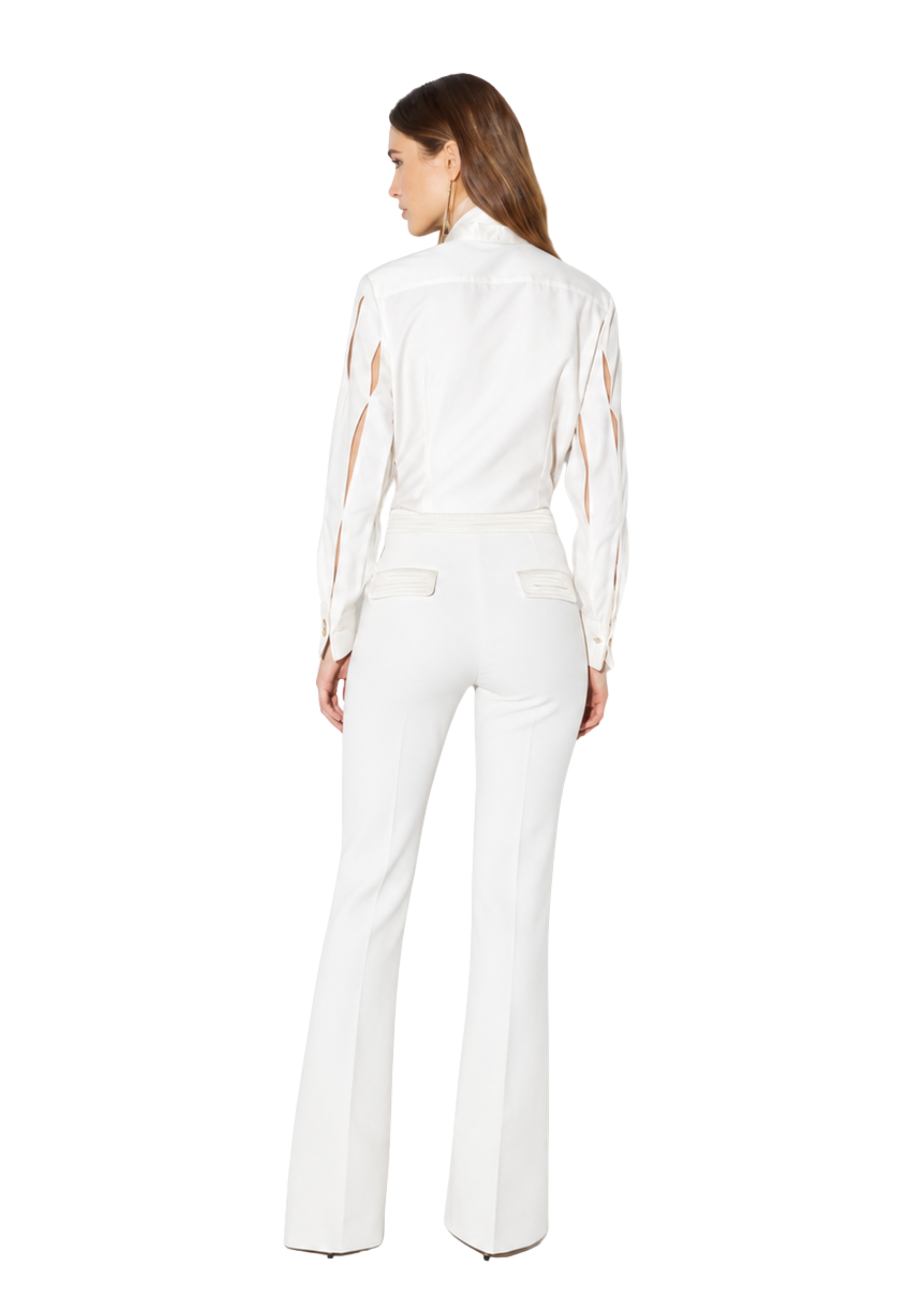 Double trousers Elisabetta Franchi crêpe stretch and satin