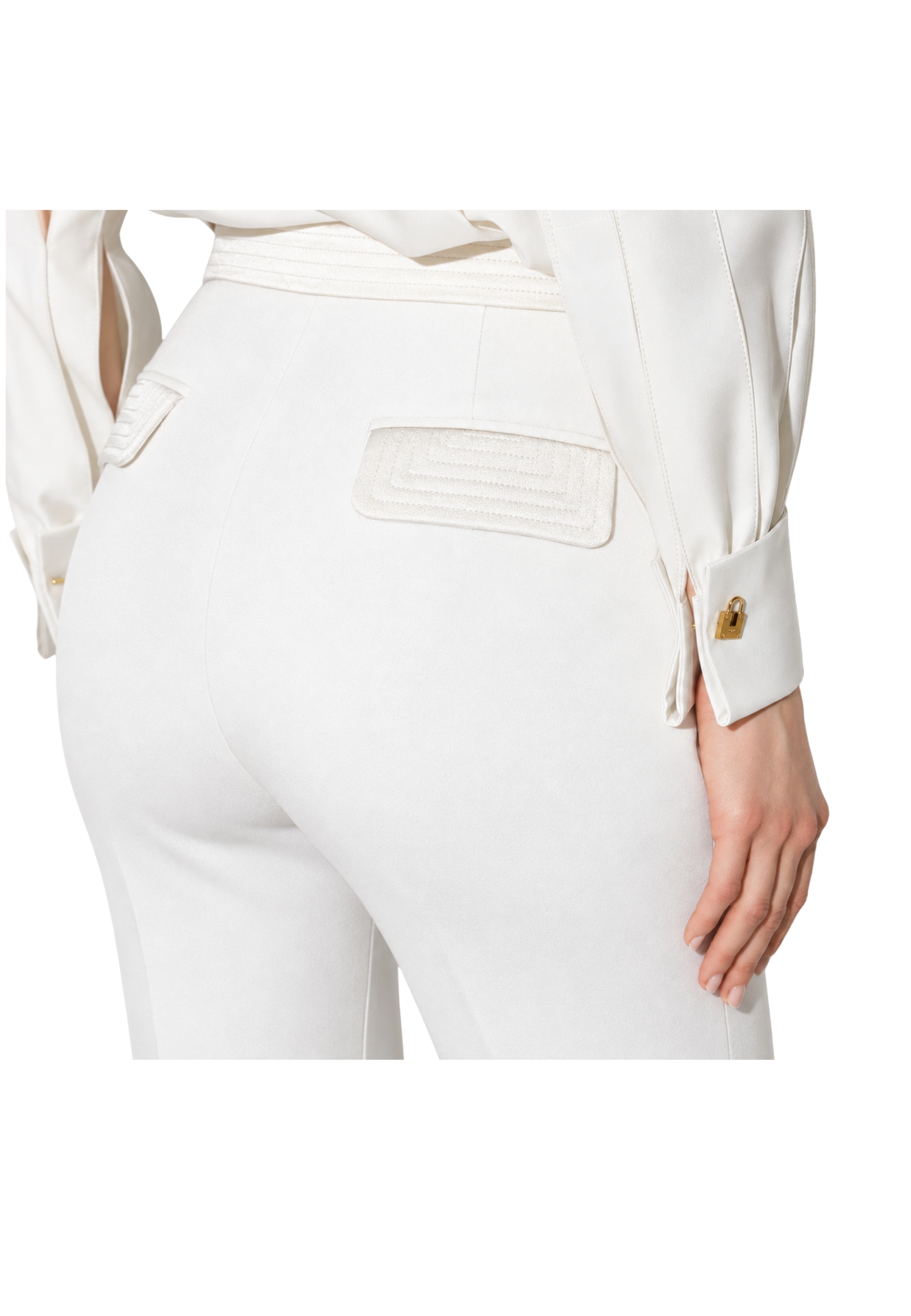 Double trousers Elisabetta Franchi crêpe stretch and satin