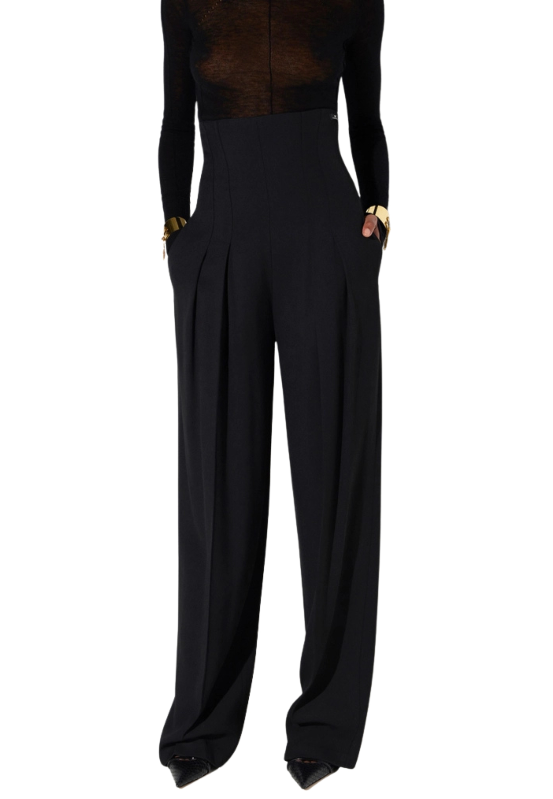 Pantalones Elisabetta Franchi en gabardina líquido