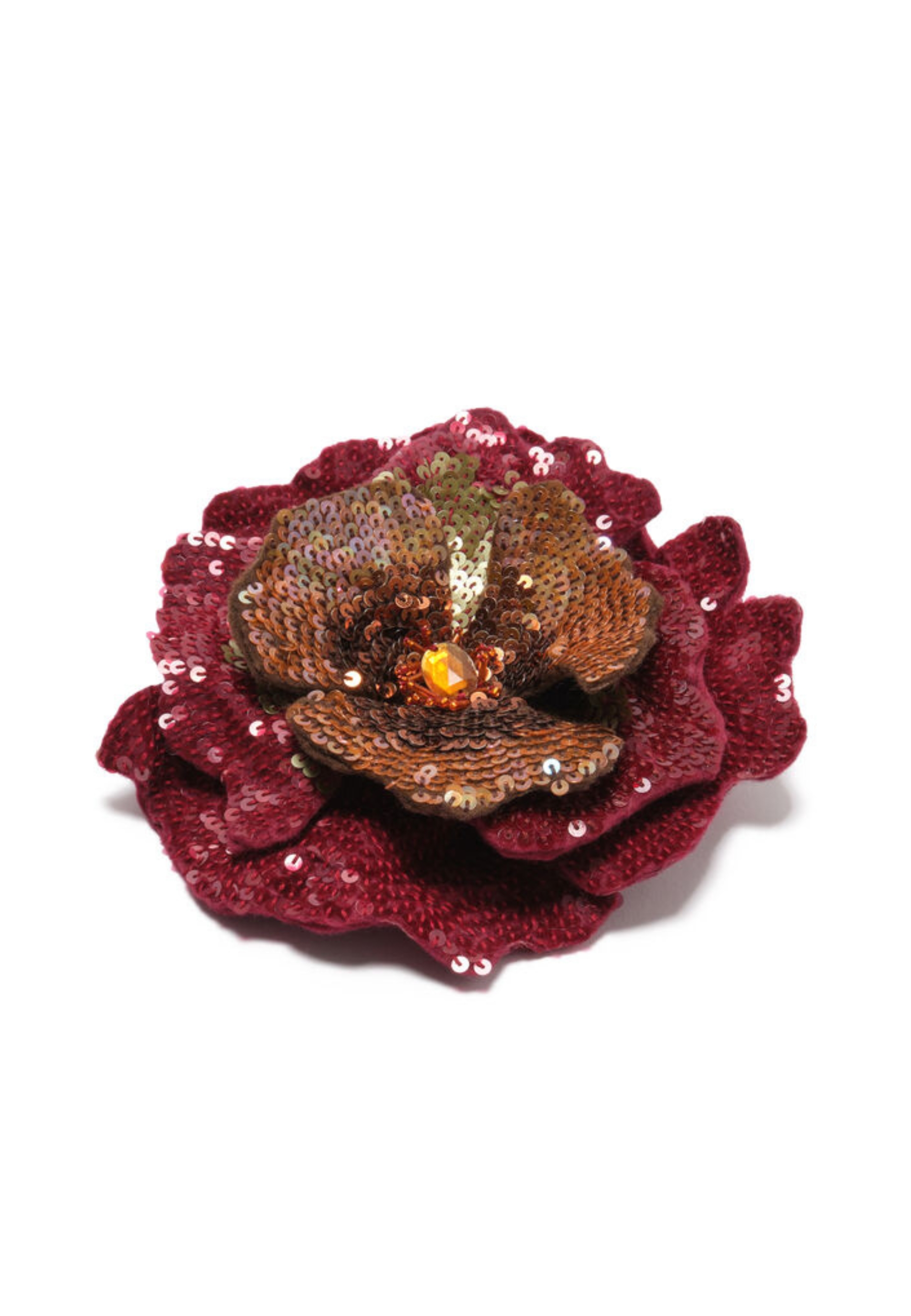 brooch radiant flora Maliparmi amber-red