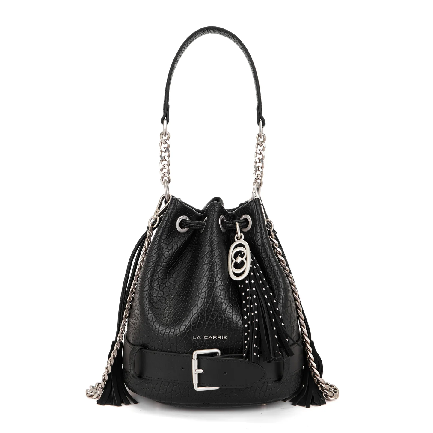 Bolsa de mujeres Lacarrie cubo de cuero negro nn67l34